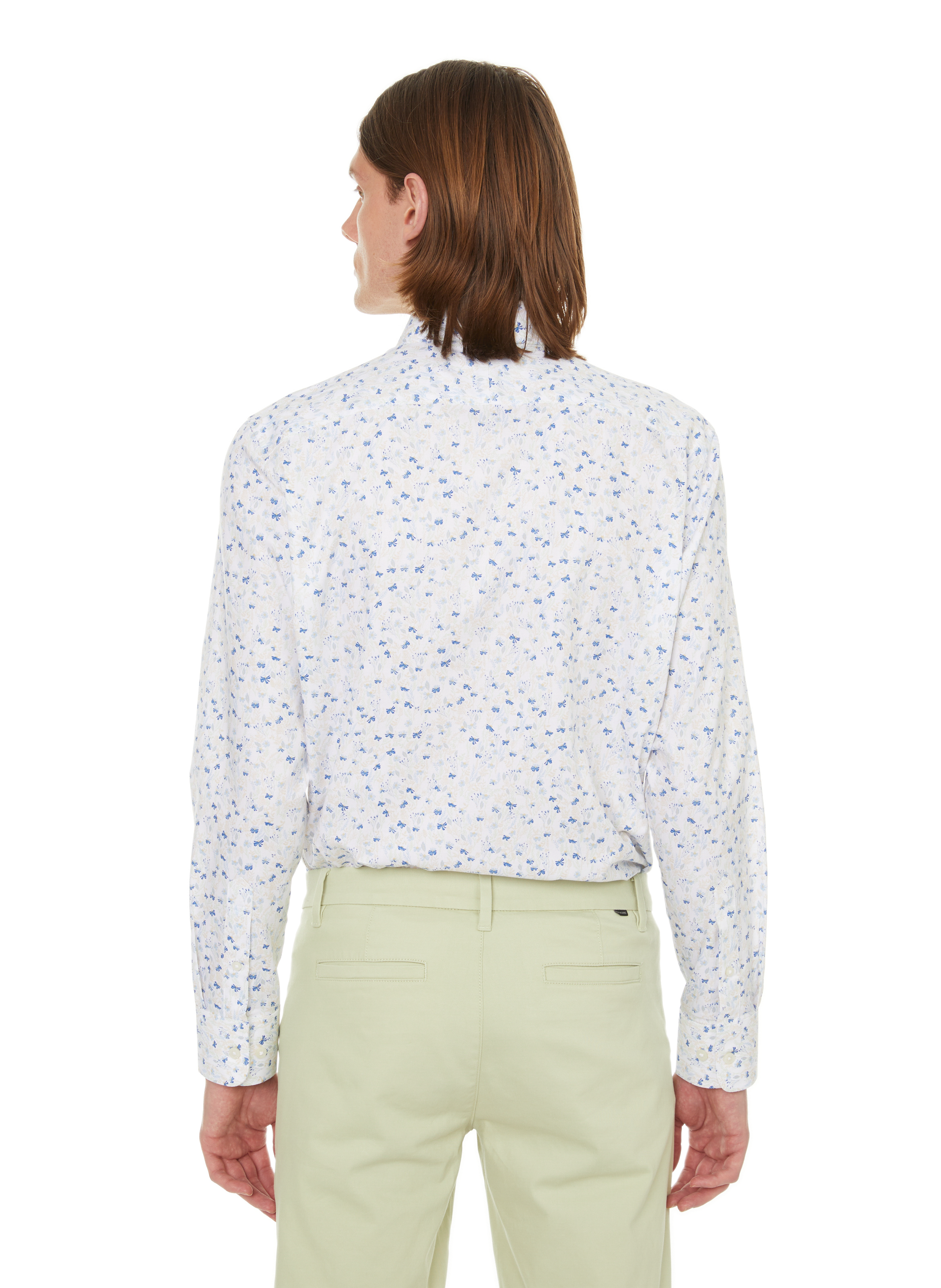 Printed cotton shirt  SELECTED White