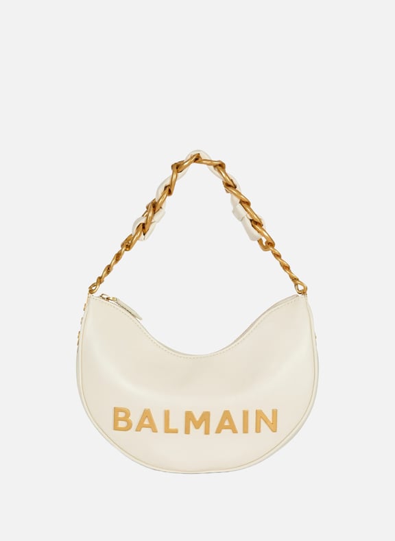 Sac 1945 soft moon en cuir de veau froissé Blanc by BALMAIN BALMAIN Sac 1945 soft moon en cuir de veau froissé Blanc