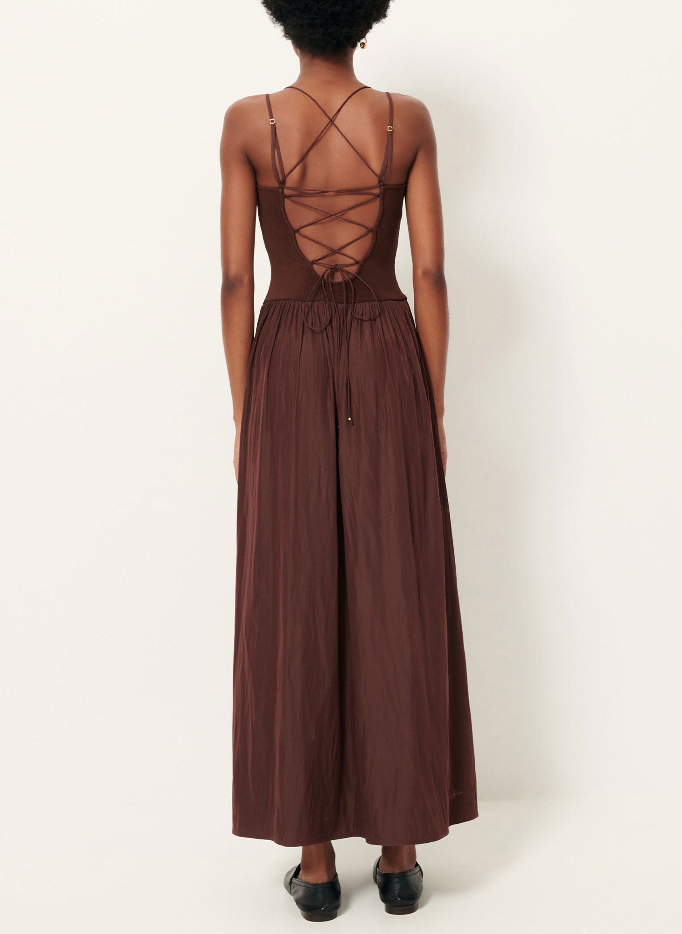 Robe longue col rond sweet mambo SESSUN Marron