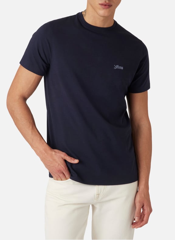 Straight-fit cotton T-shirt Blue by GUESS GUESS Straight-fit cotton T-shirt Blue