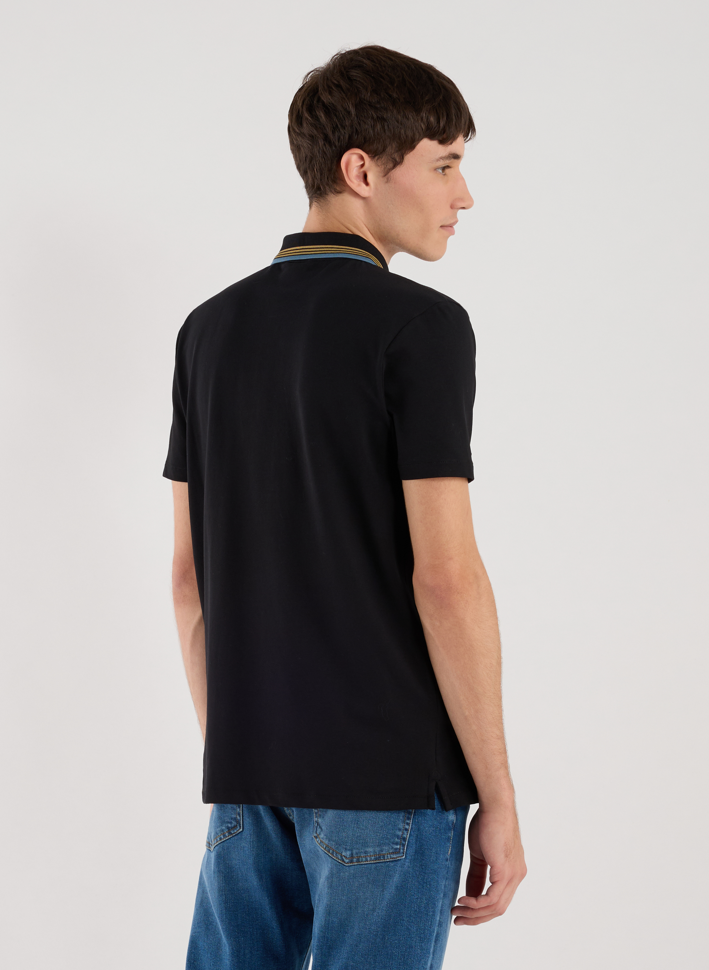 Polo en coton mélangé Noir