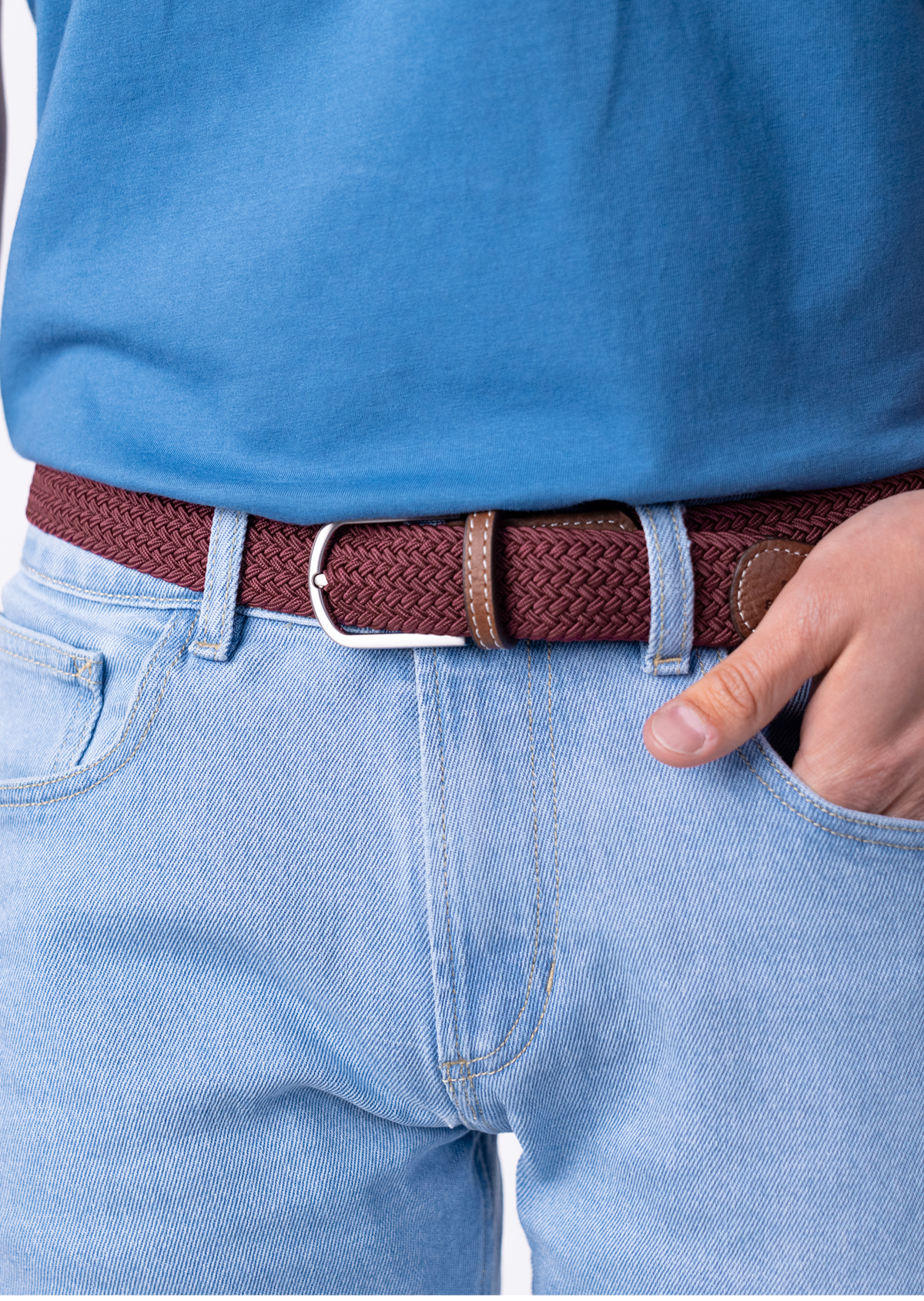 Ceinture tressée élastique unie BILLYBELT Rouge