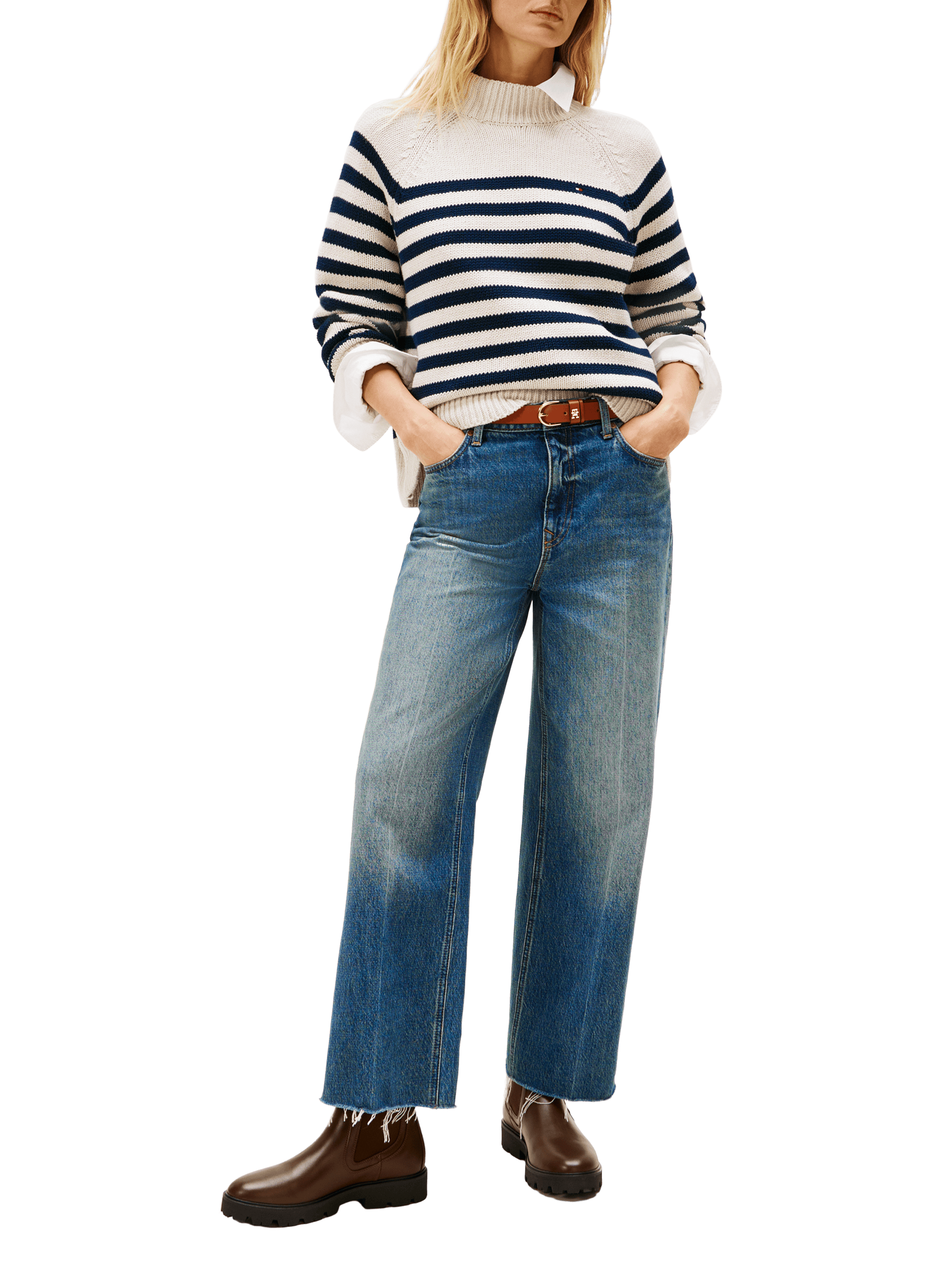 Grooved leather ankle boots TOMMY HILFIGER Brown