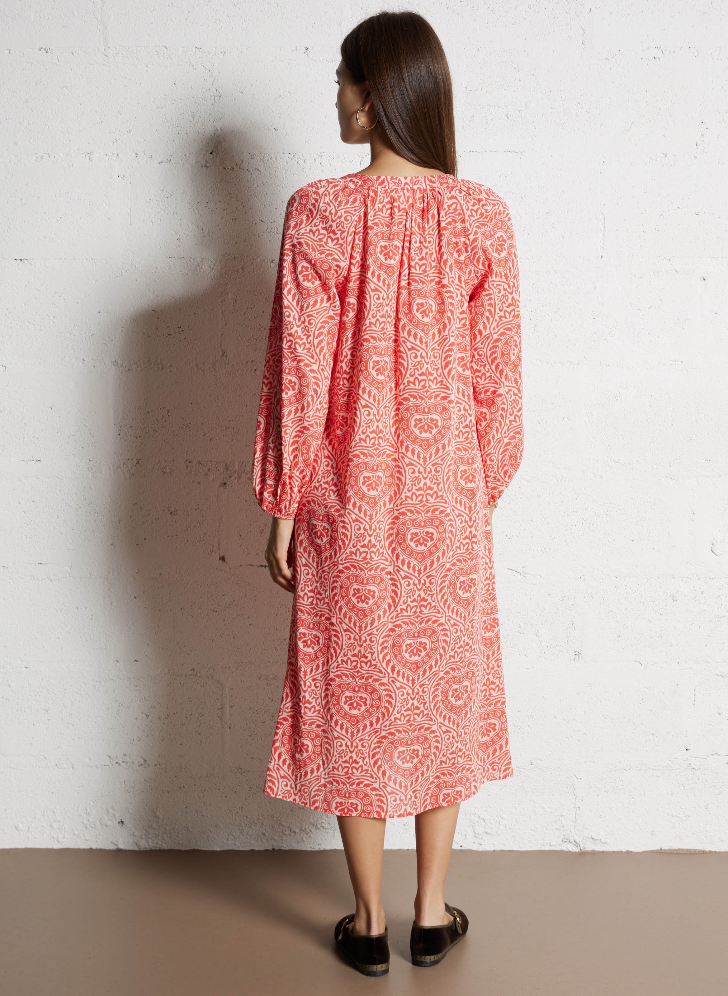 Robe midi en coton imprimé romana MAISON 123 Orange