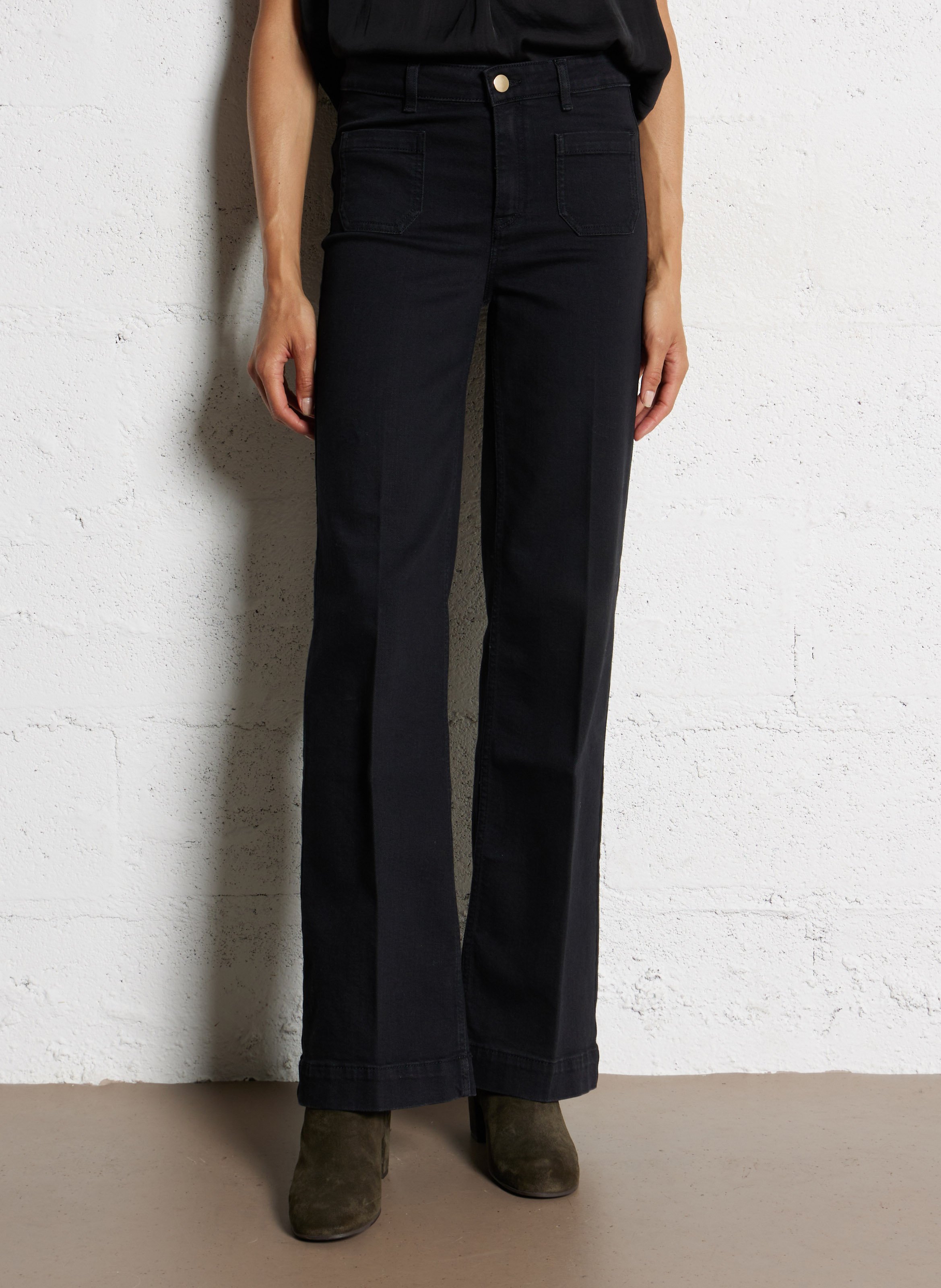 Jean droit en coton mélangé luna MAISON 123 Noir