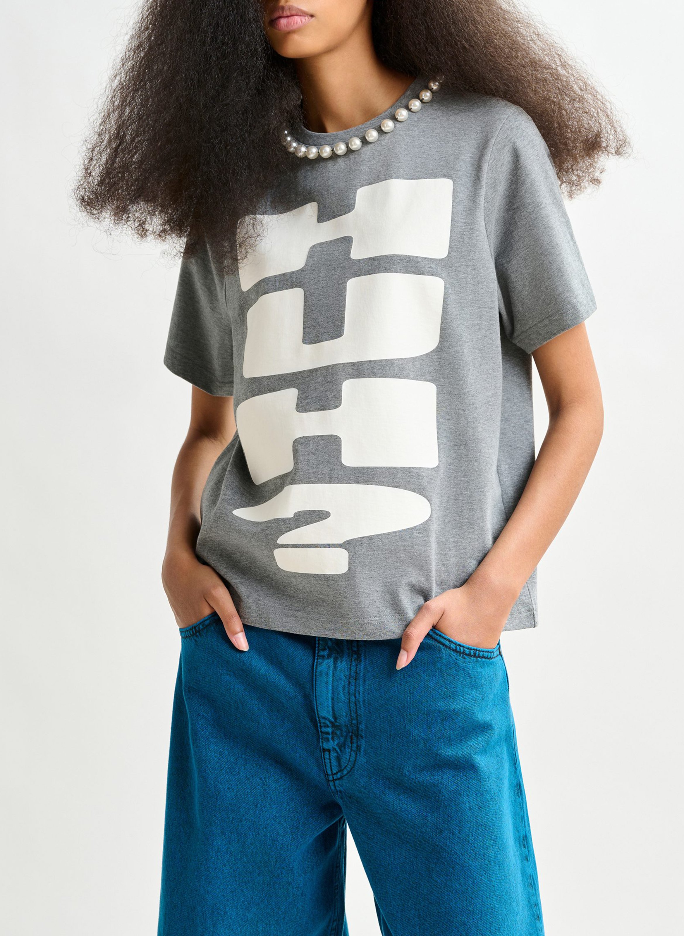 Tee-shirt col rond en coton isos ESSENTIEL ANTWERP Gris