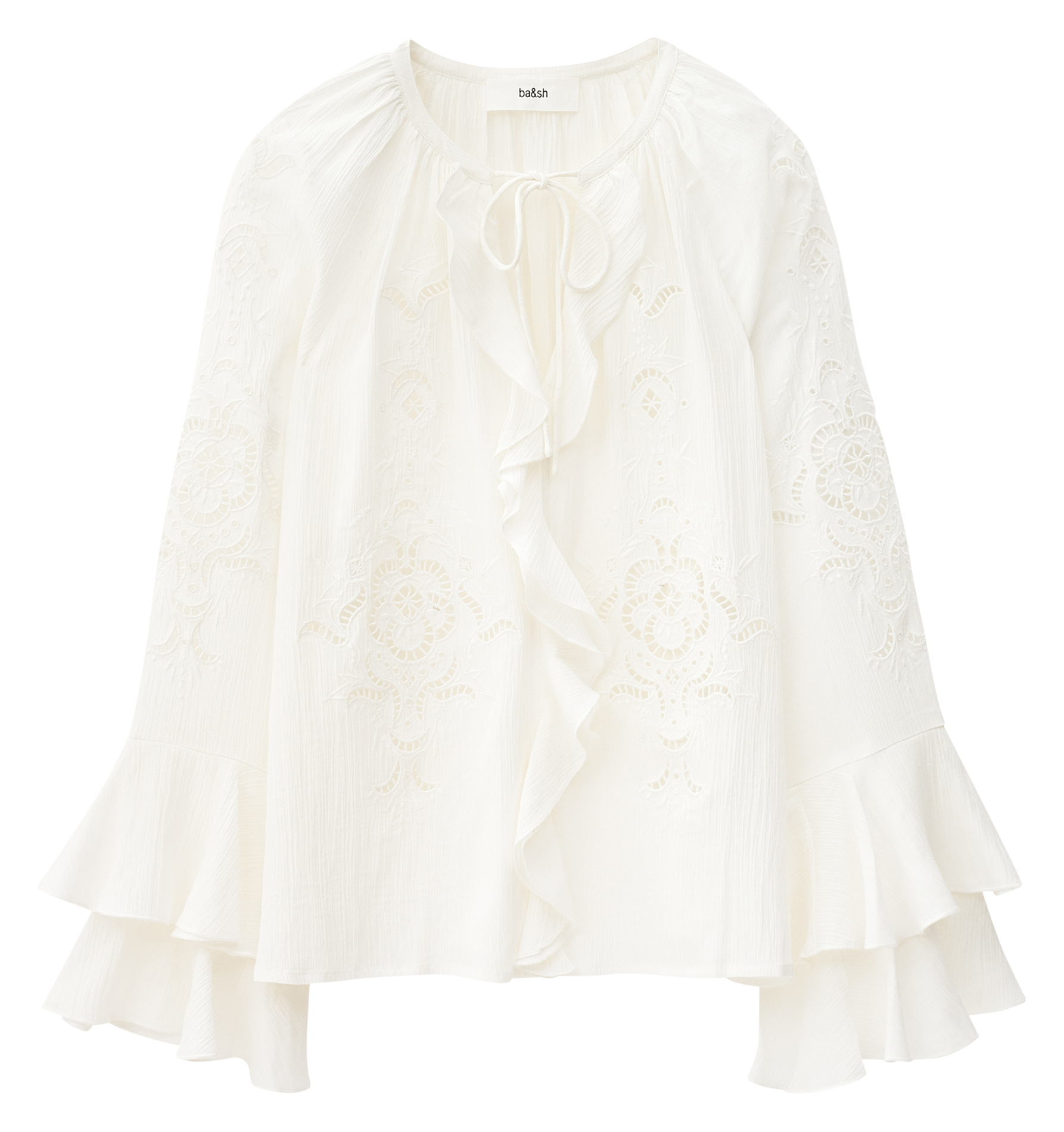 BA&SH Blouse oversize brodée omar Beige