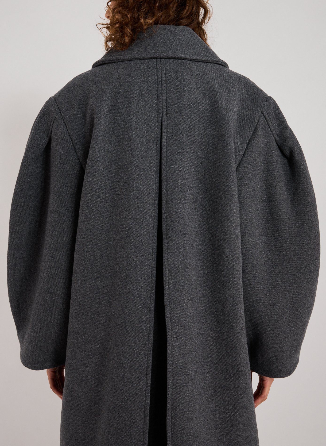 Oversized long woolen peacoat GANNI Grey