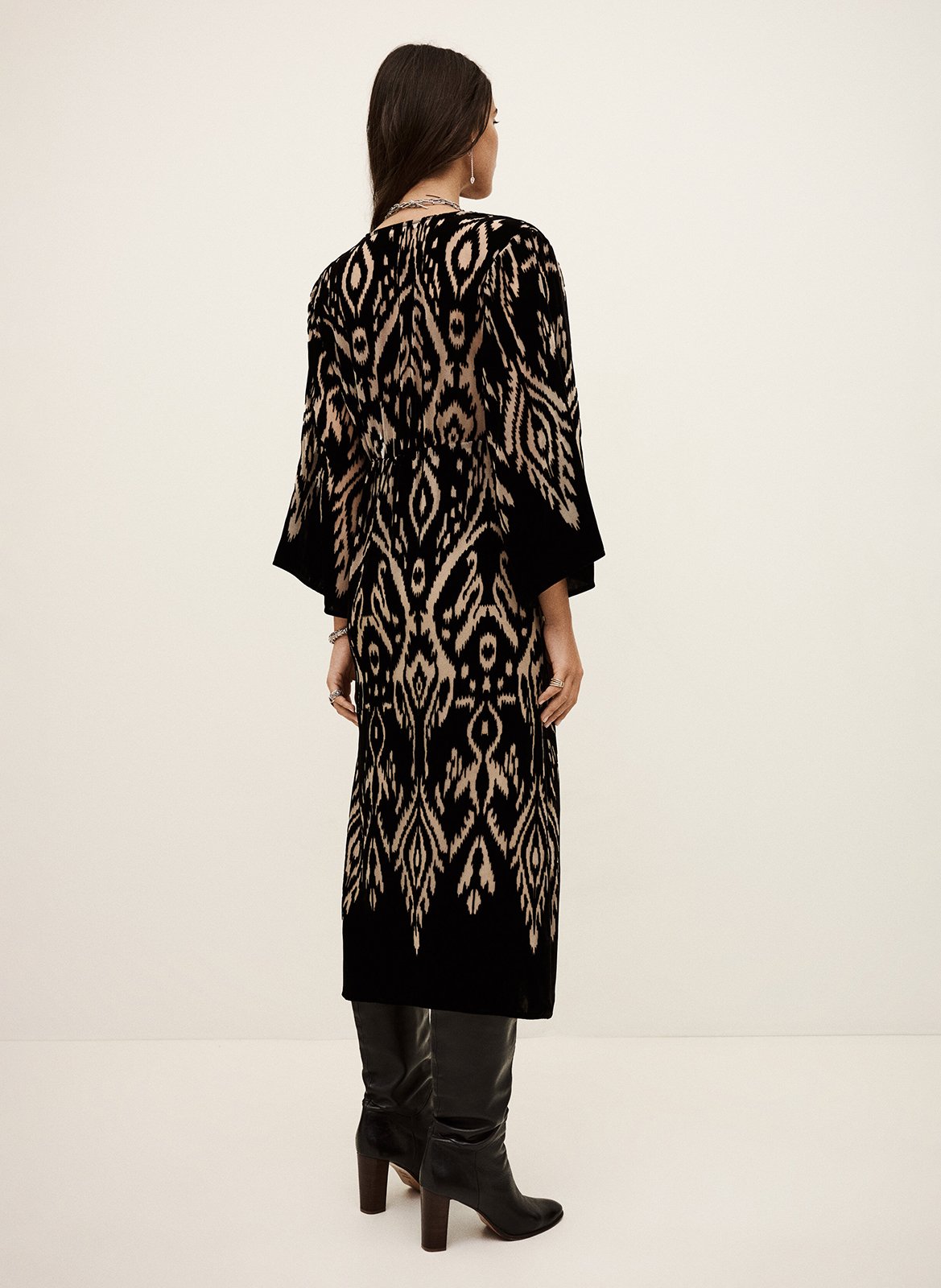 Robe midi cache-cœur imprimée alba BA&SH Noir