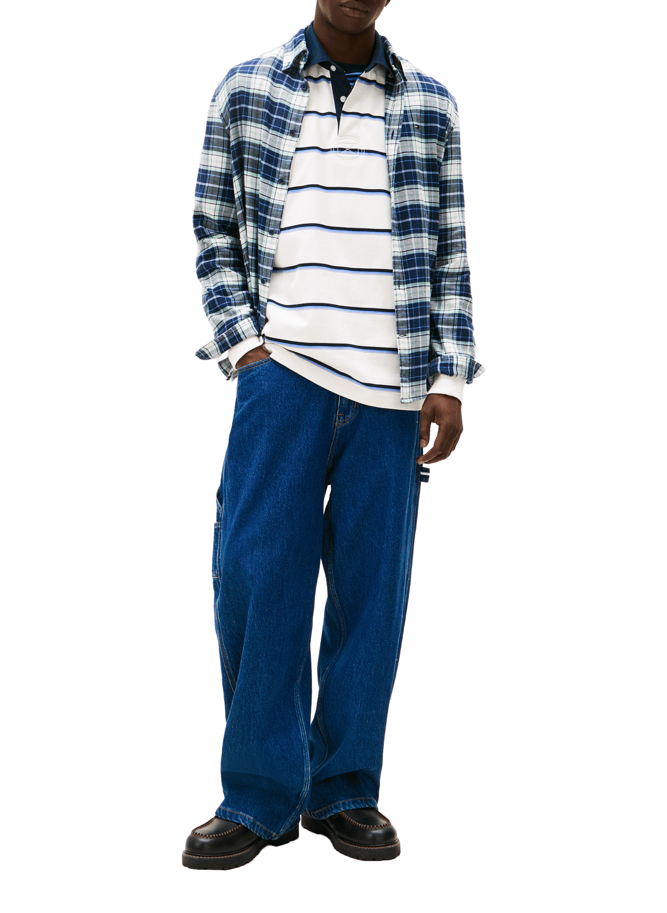 Chemises à carreaux en coton TOMMY HILFIGER Bleu