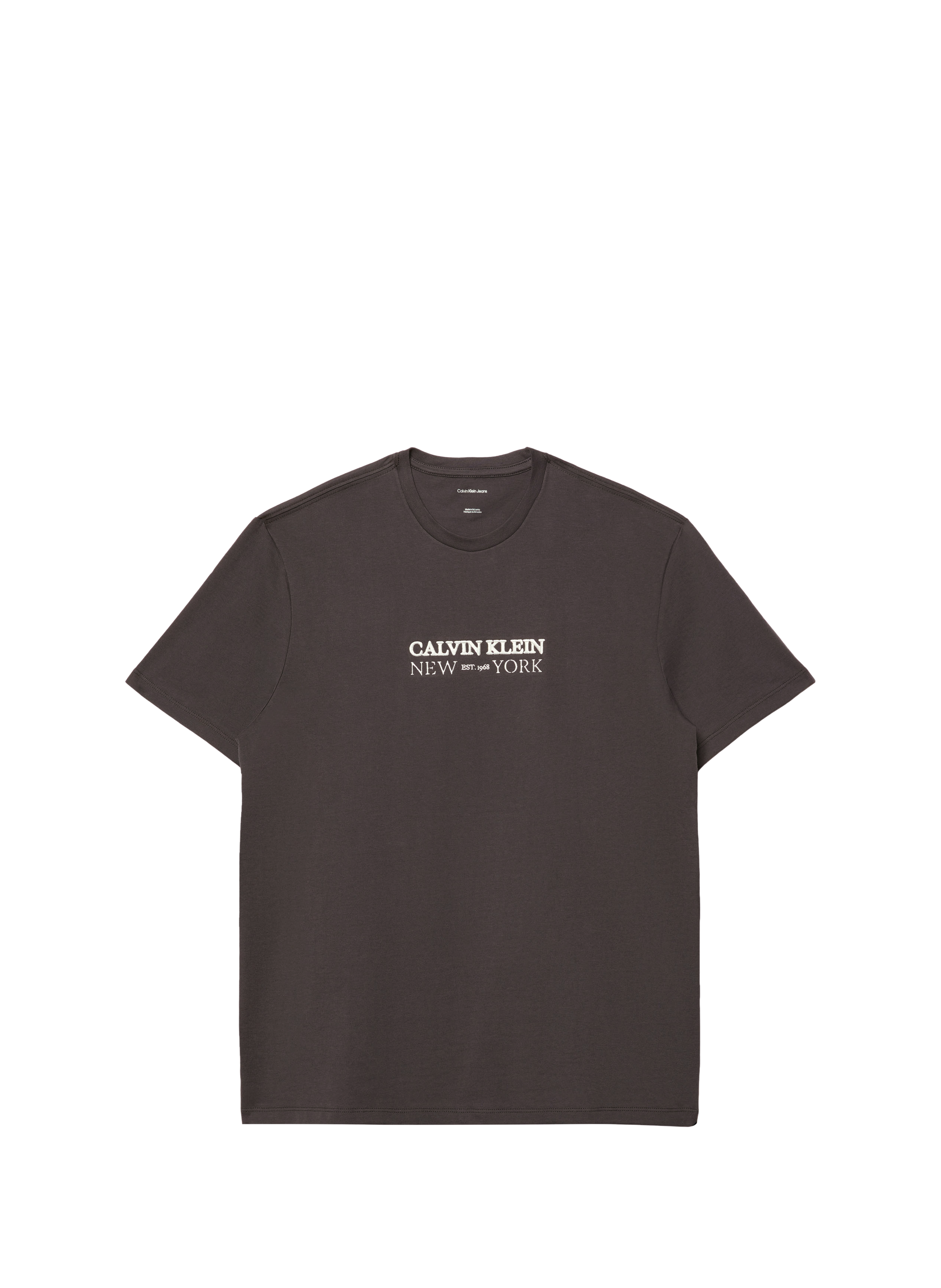 T-shirt manches courtes en coton avec logo CALVIN KLEIN Noir