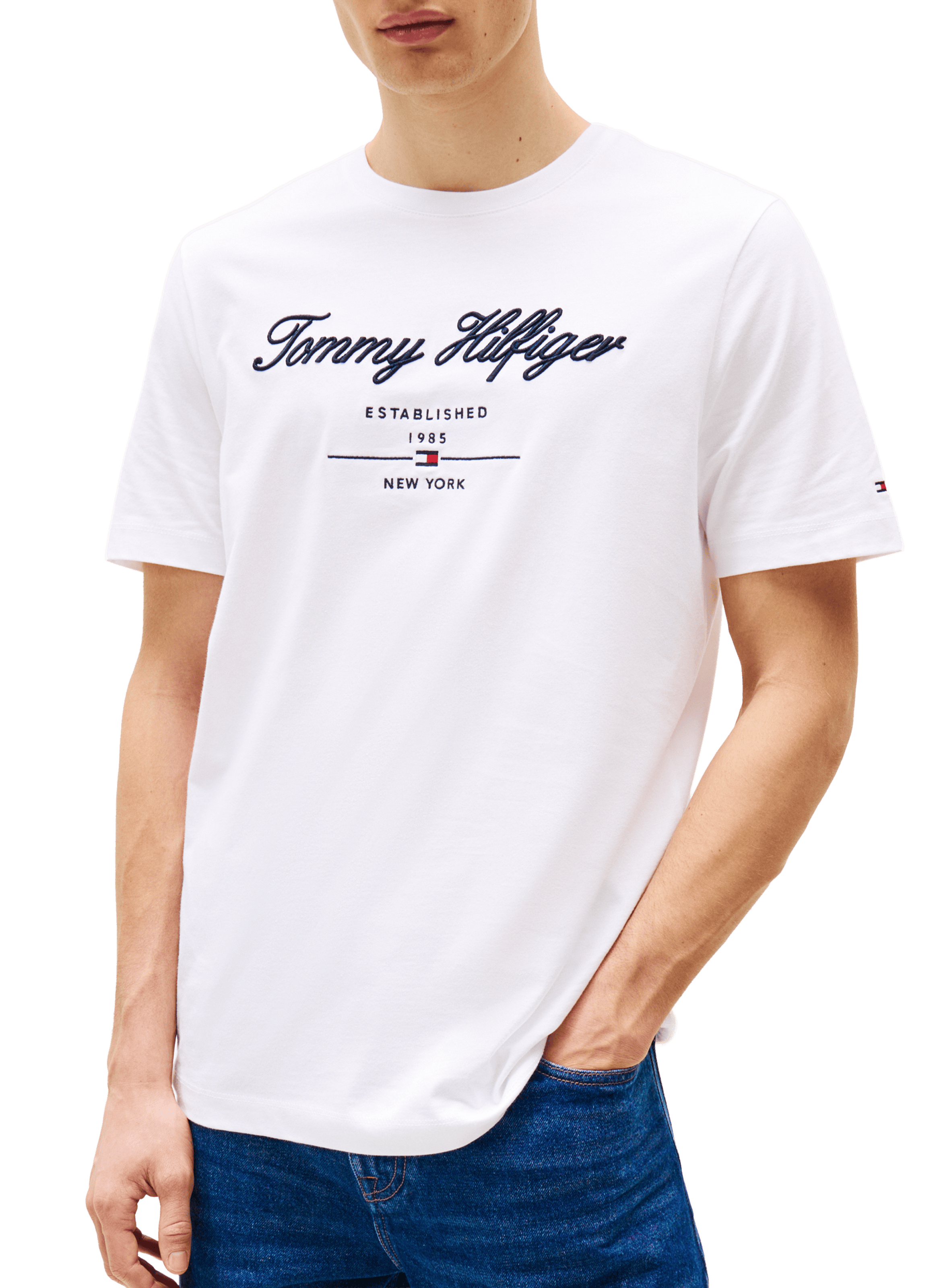 Short-sleeve t-shirt with embroidered logo TOMMY HILFIGER White