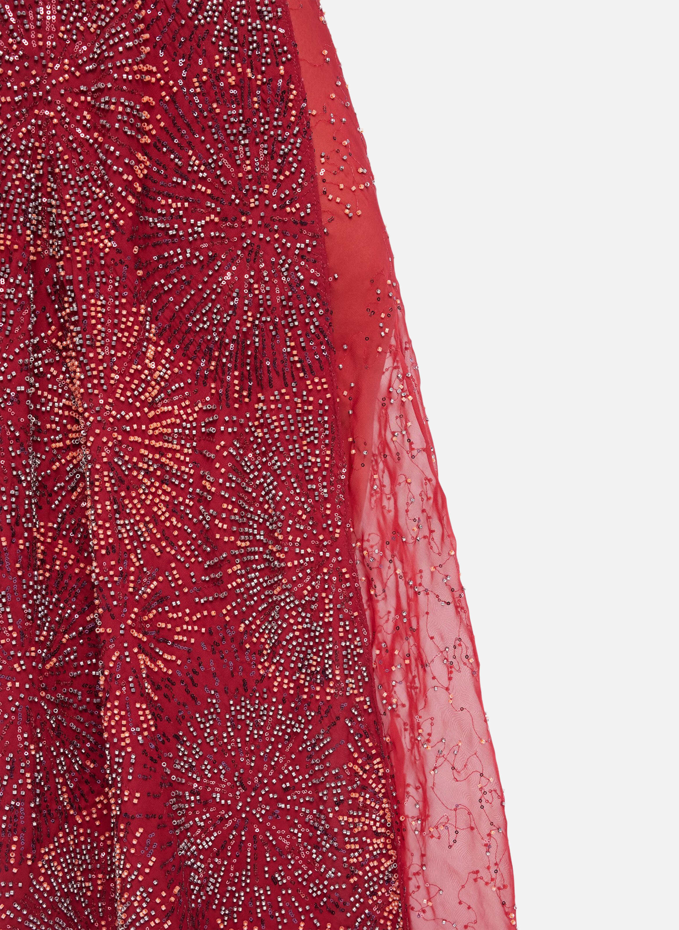 Jupe avec broderies de perles RABANNE Rouge