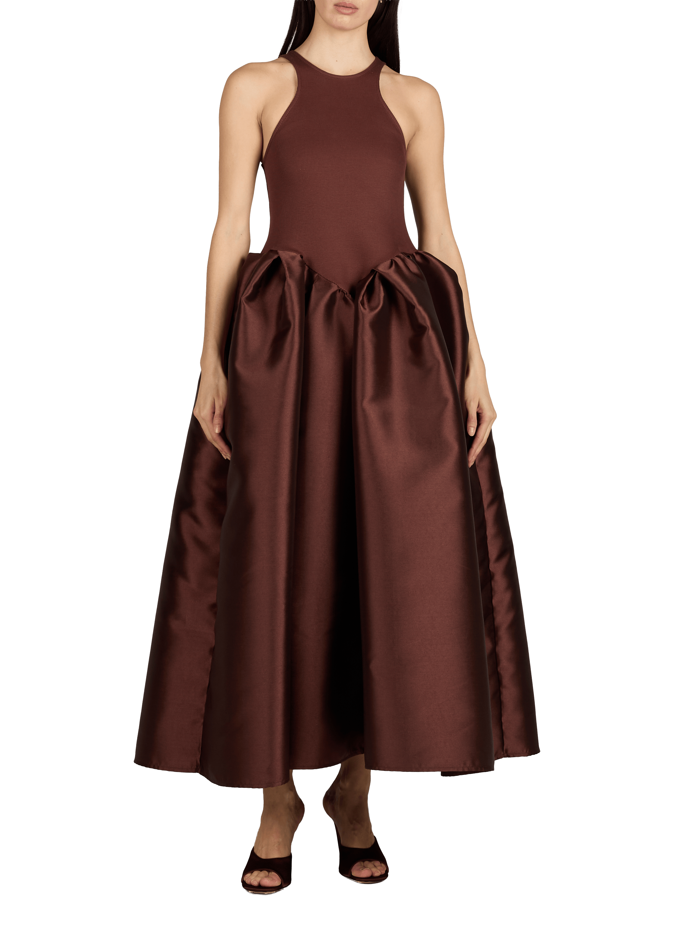Robe longue en coton mélangé MARQUES ALMEIDA Marron