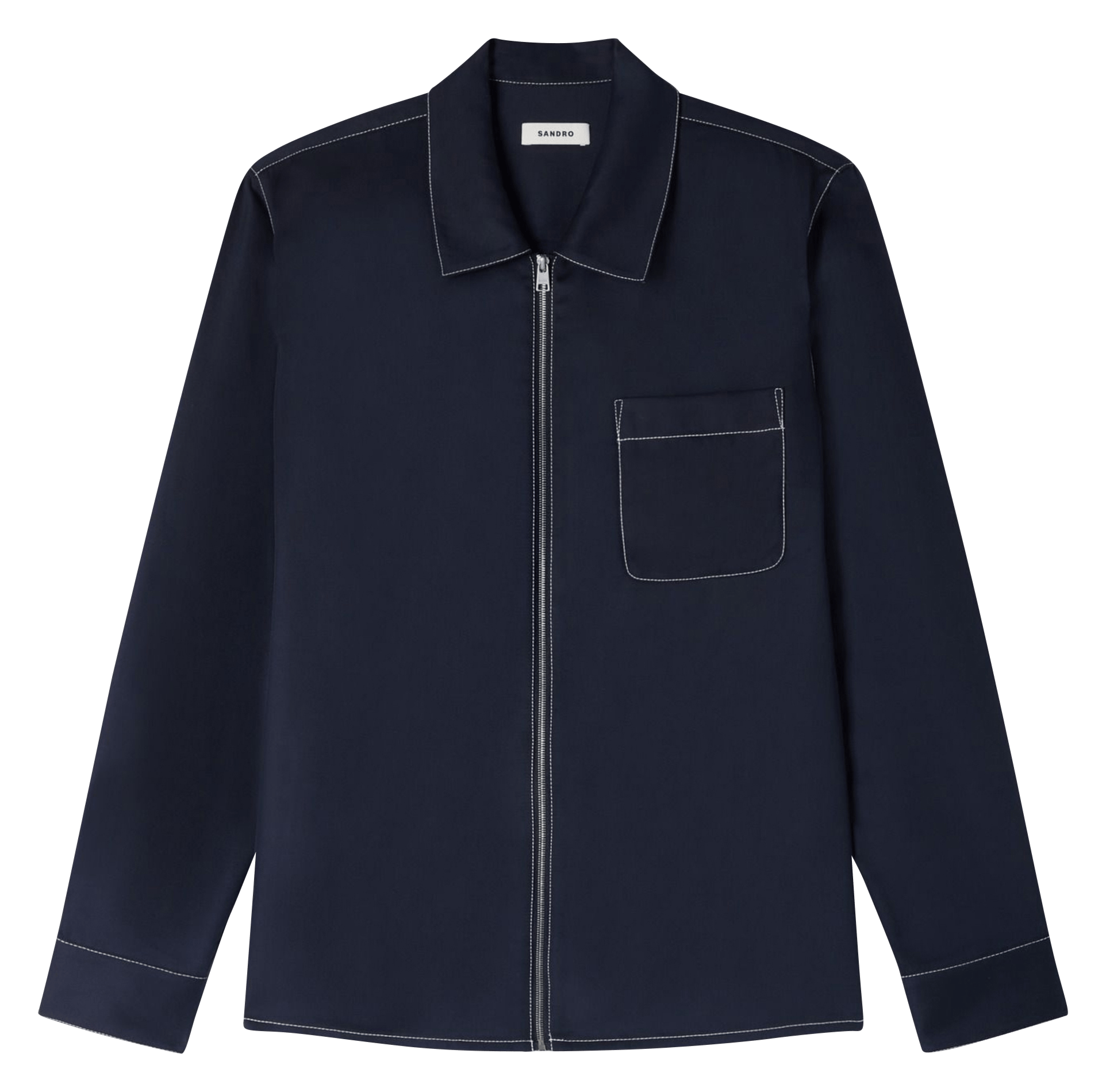 Surchemise zippée à surpiqûres SANDRO Bleu