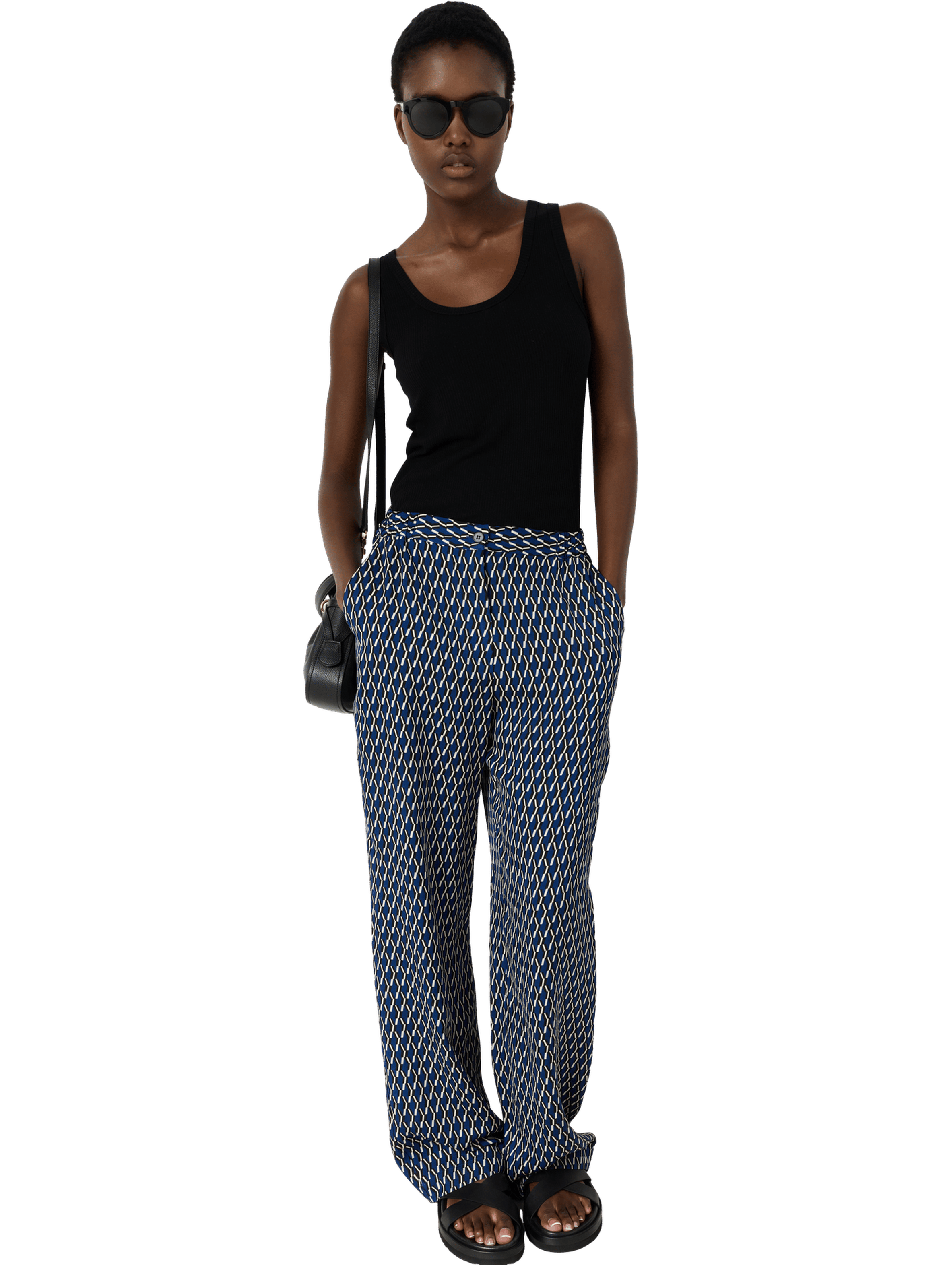 Pantalon fluide à imprimé graphique - ANDRA GERARD DAREL Bleu