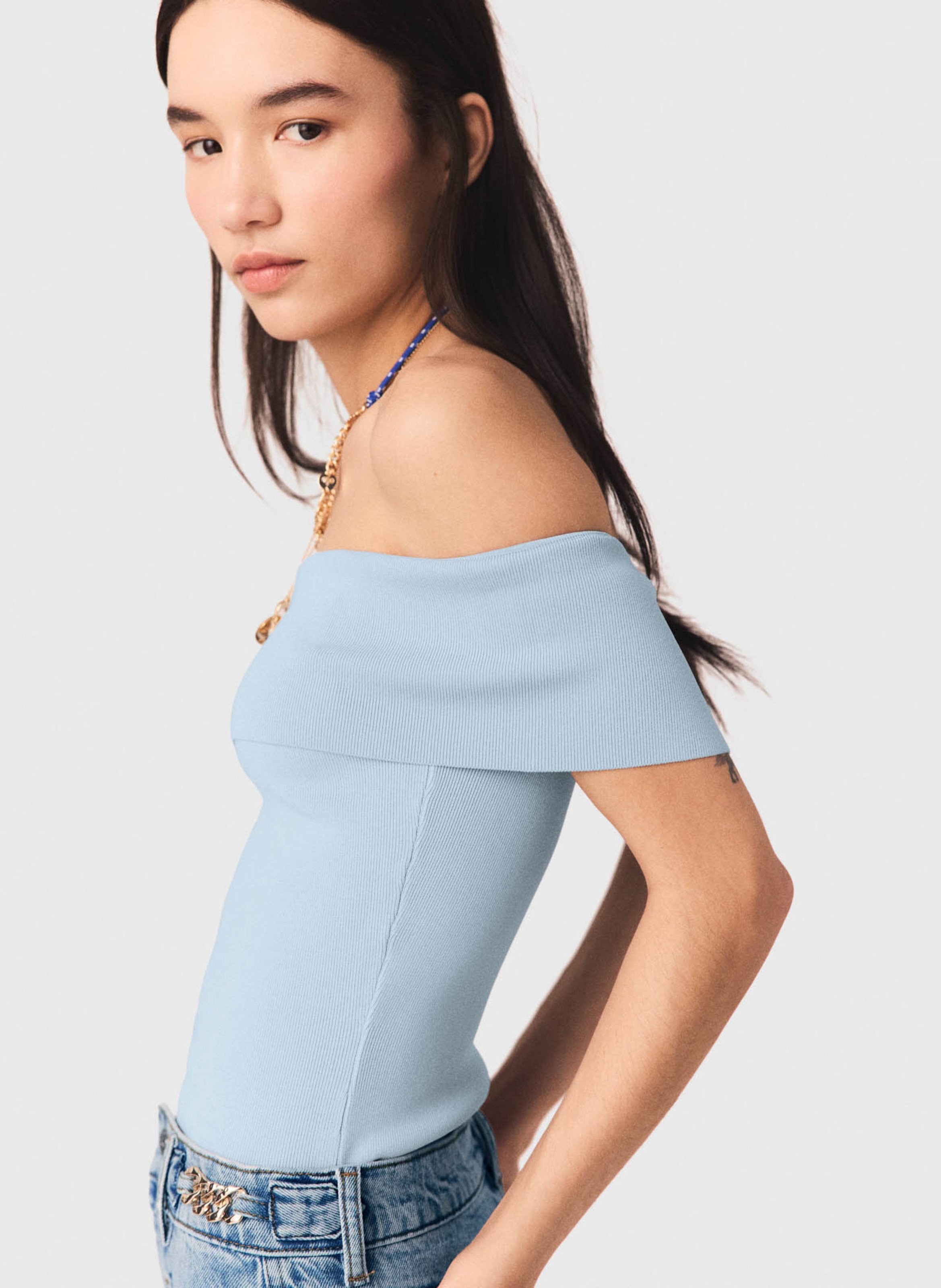 Top moulant col bateau MAJE Bleu