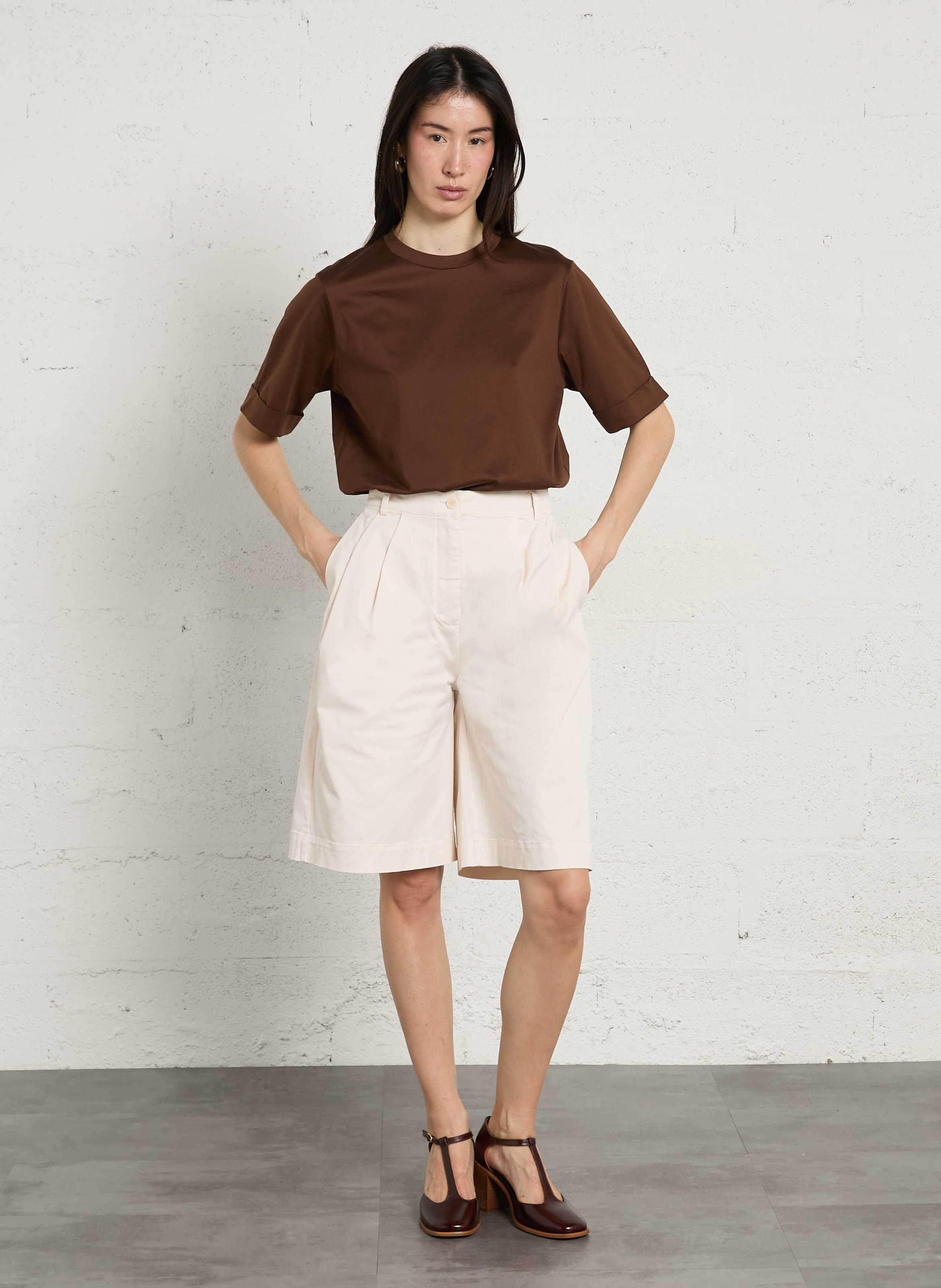 Tee-shirt droit en coton ama SOEUR Marron