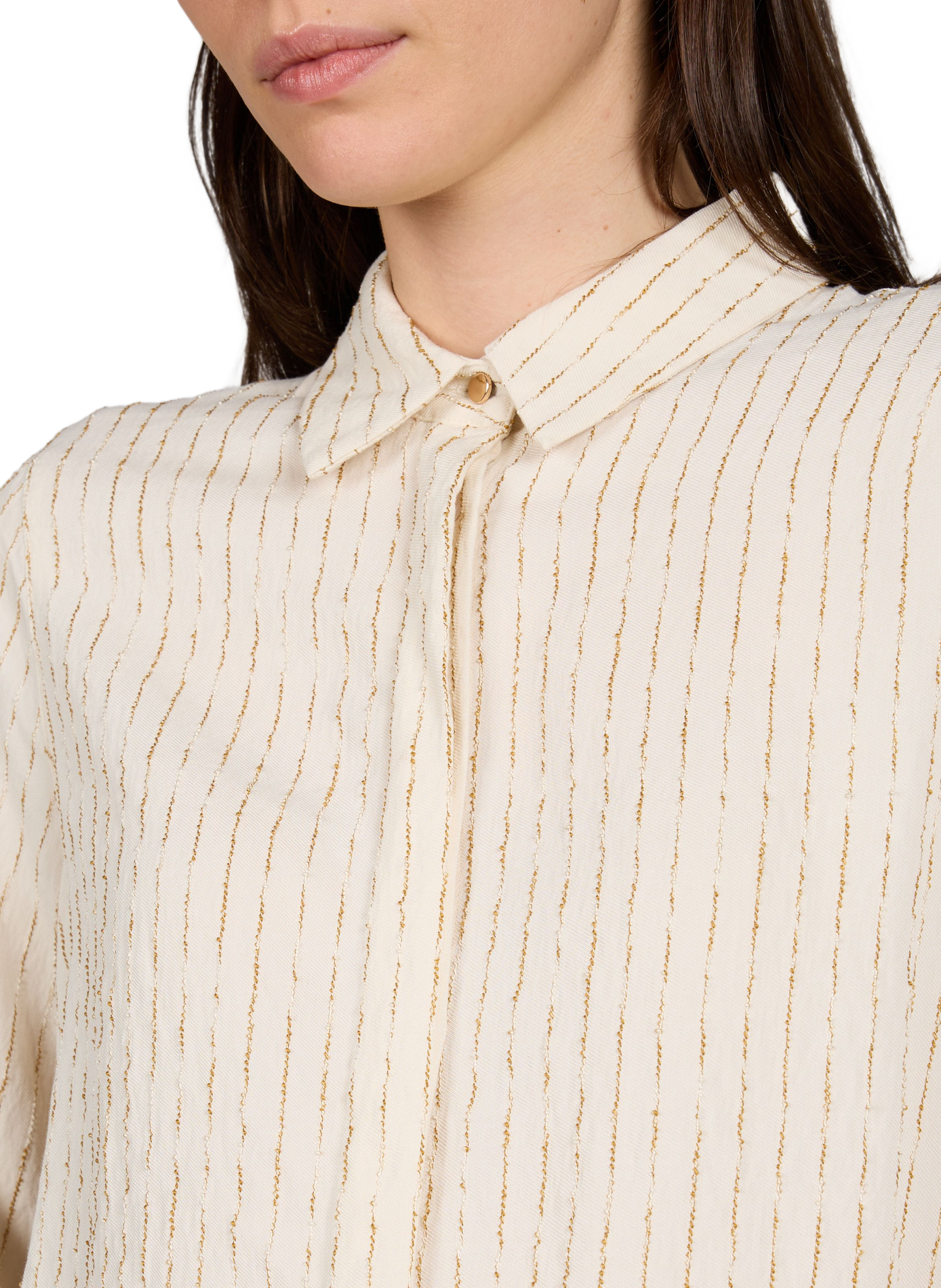 Chemise Viladdie col classique à rayures VILA Beige