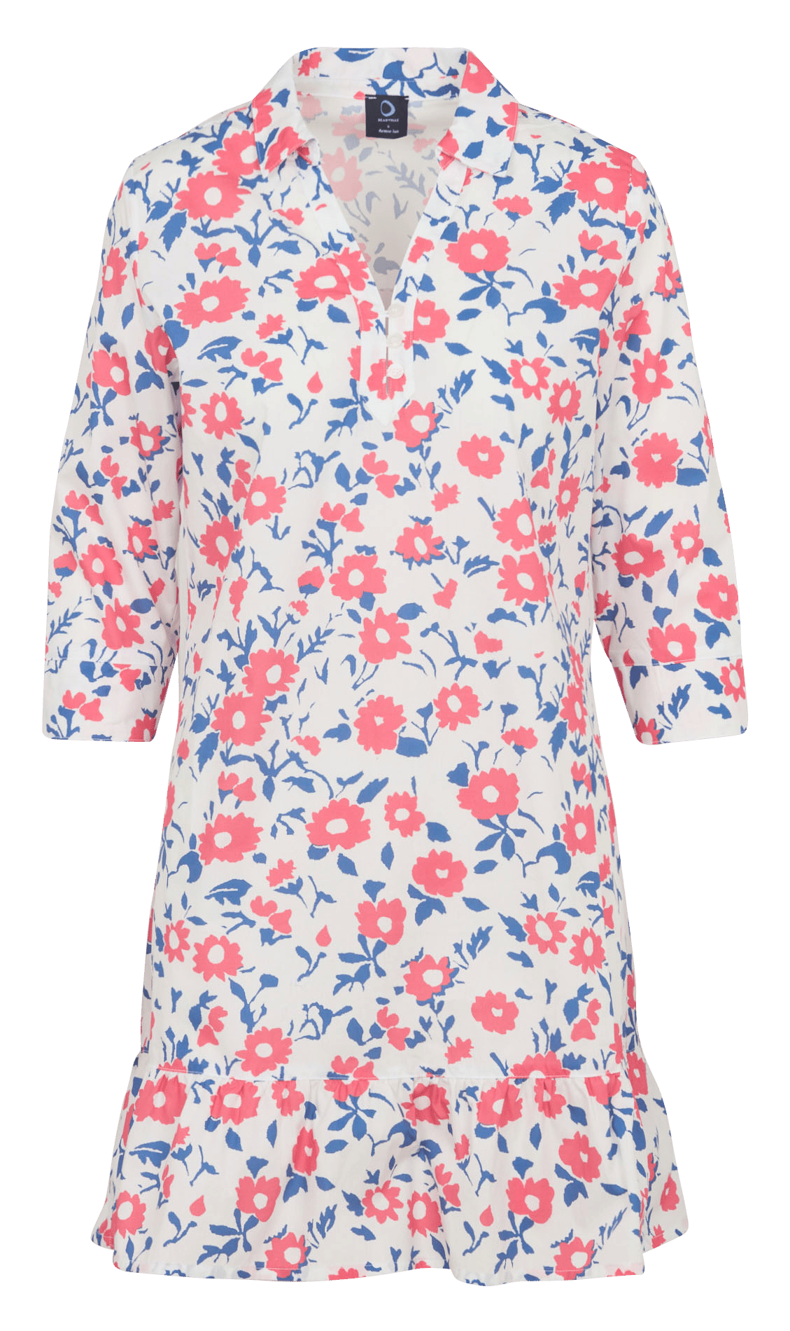 Robe midi ample imprimée en coton deauville ARMOR-LUX Rouge