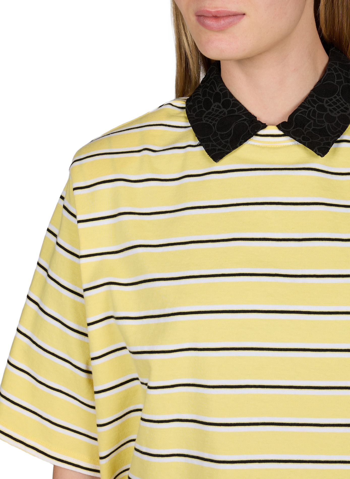 Short oversized striped t-shirt BERENICE Yellow