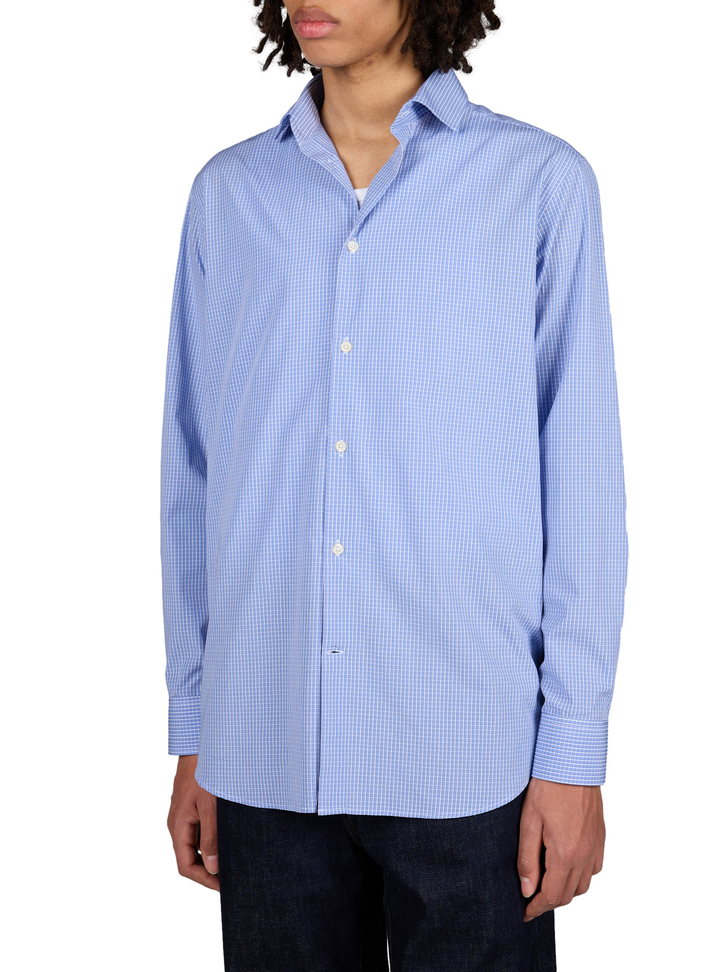 Chemise manches longues à carreaux en coton AU PRINTEMPS PARIS Bleu