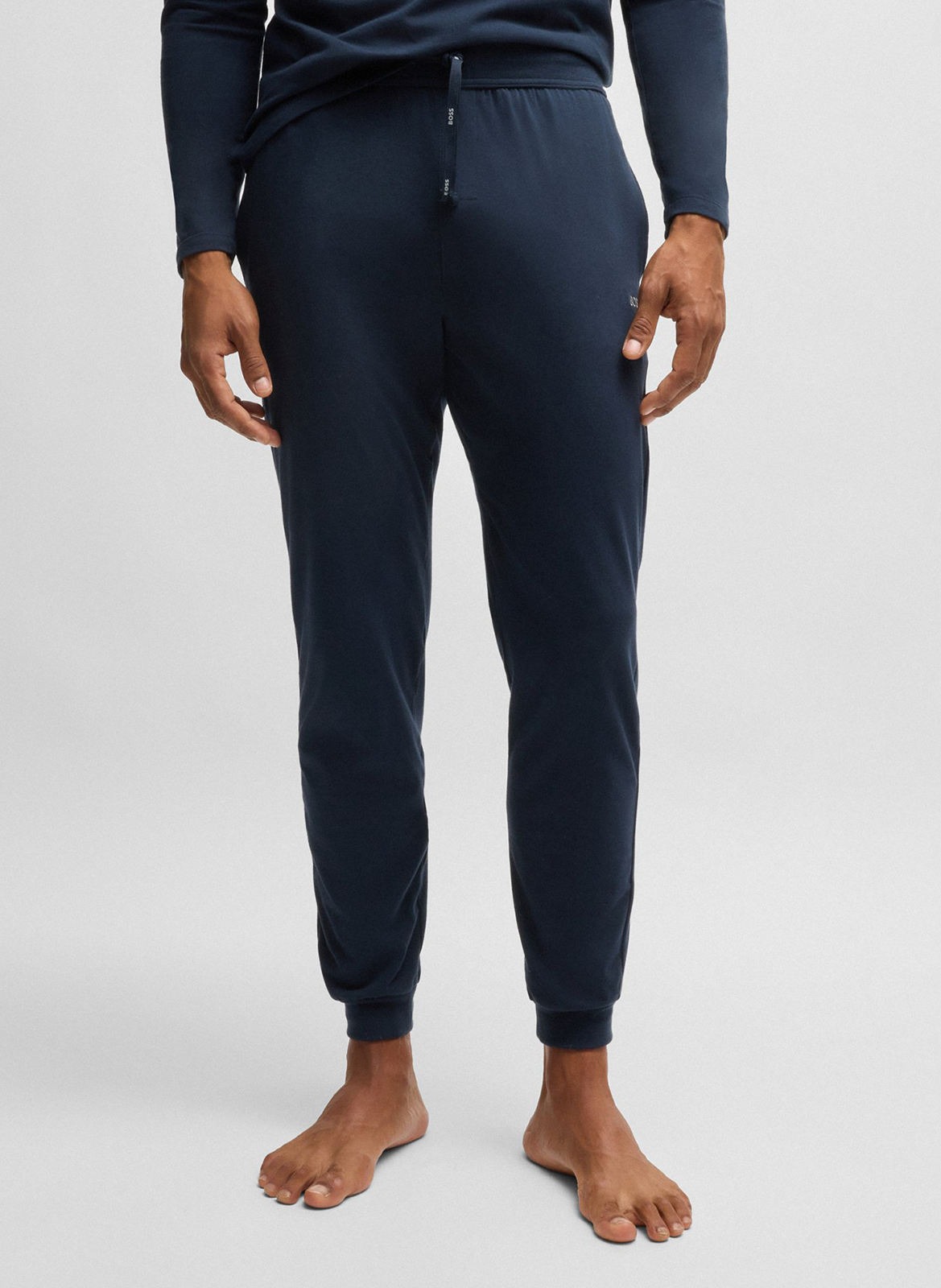 Jogging droit en coton BOSS Bleu