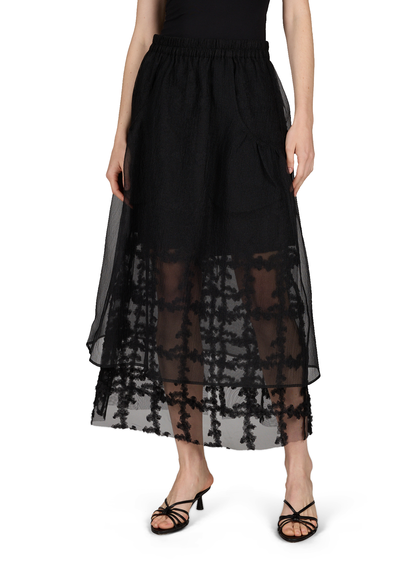 Flowy Long Skirt with Lace Lining BAUM UND PFERDGARTEN Black