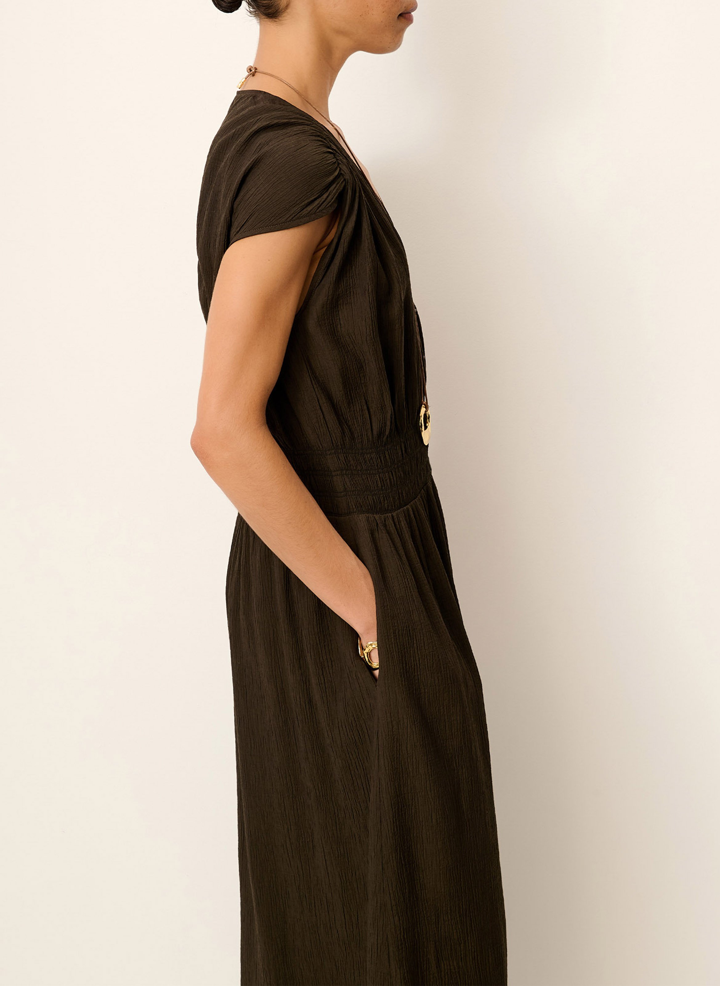 Robe chemise droite galiane SESSUN Marron