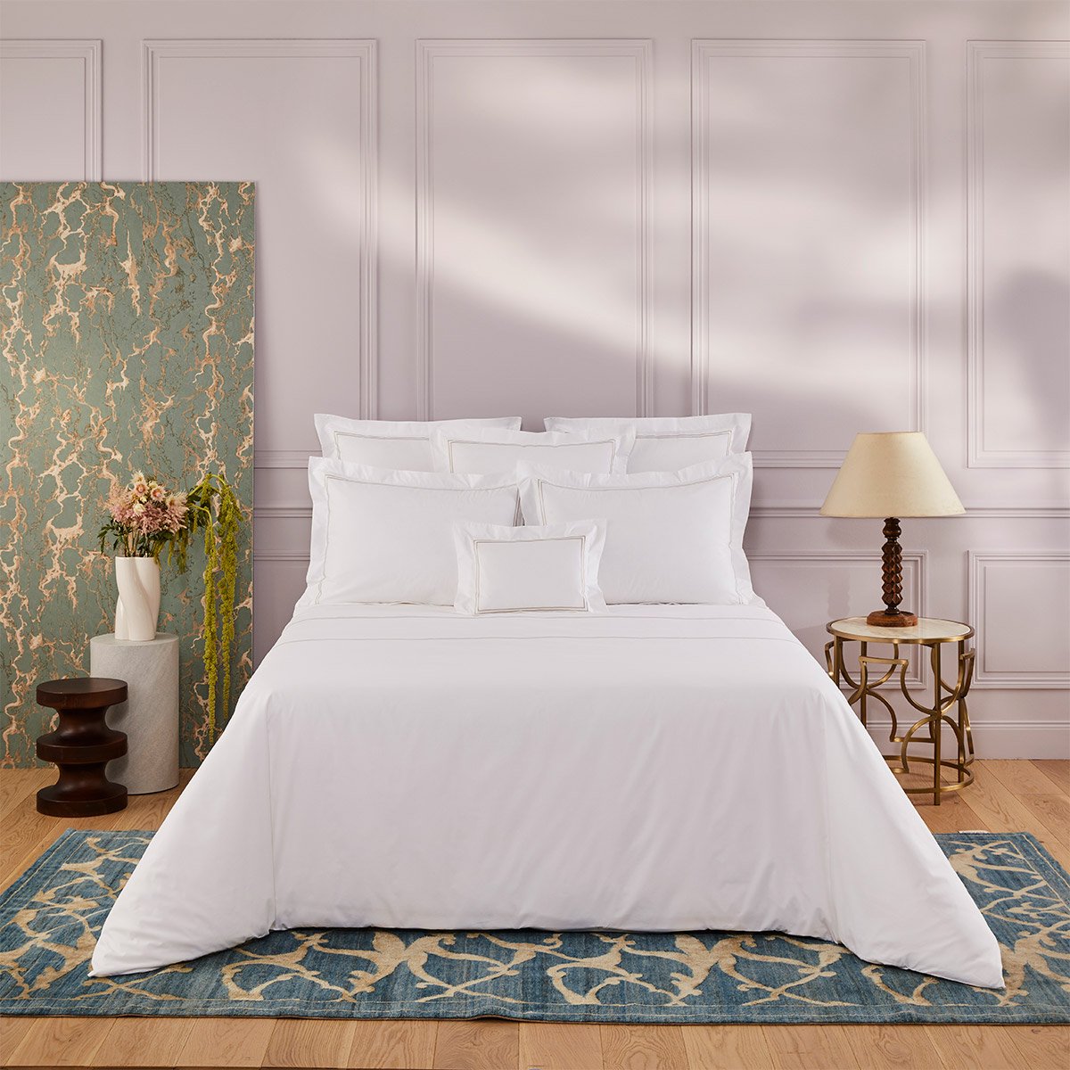 Drap plat en percale de coton, duo YVES DELORME Gris