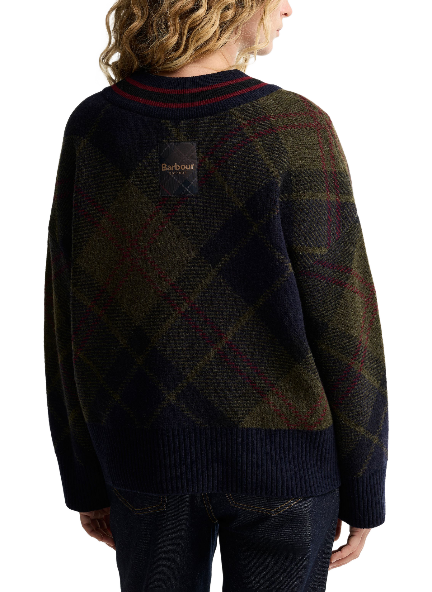Pull col V en laine mélangée BARBOUR Multicolore