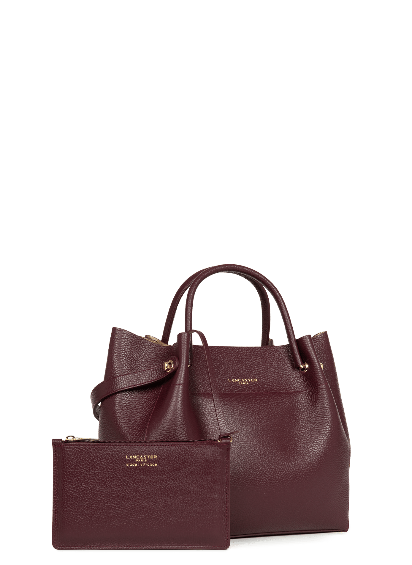 Grand sac cabas épaule - foulonné double louisa LANCASTER Rouge