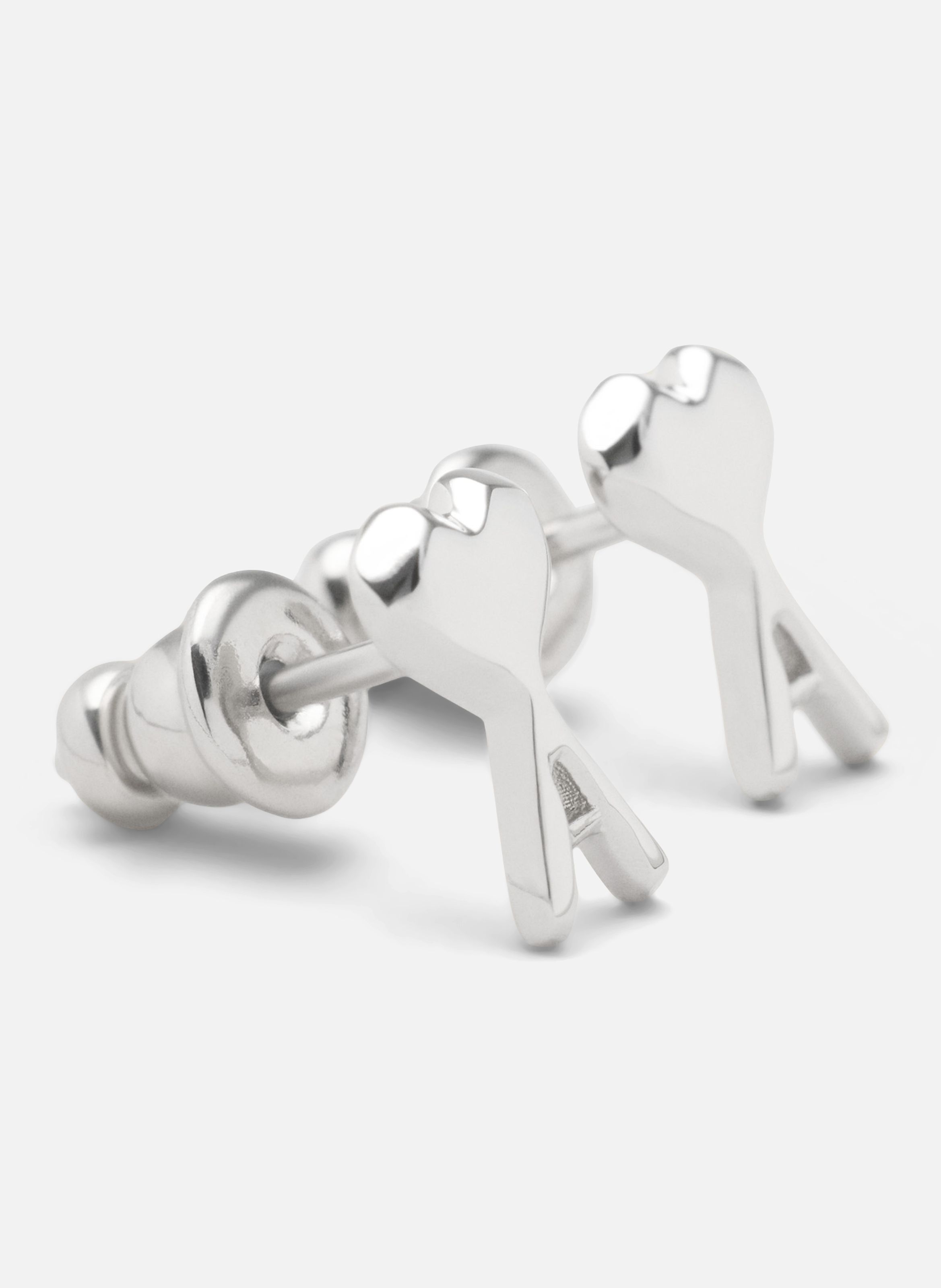 Boucles d'oreilles dorées argentées ami de coeur unisexes en laiton AMI PARIS Gris