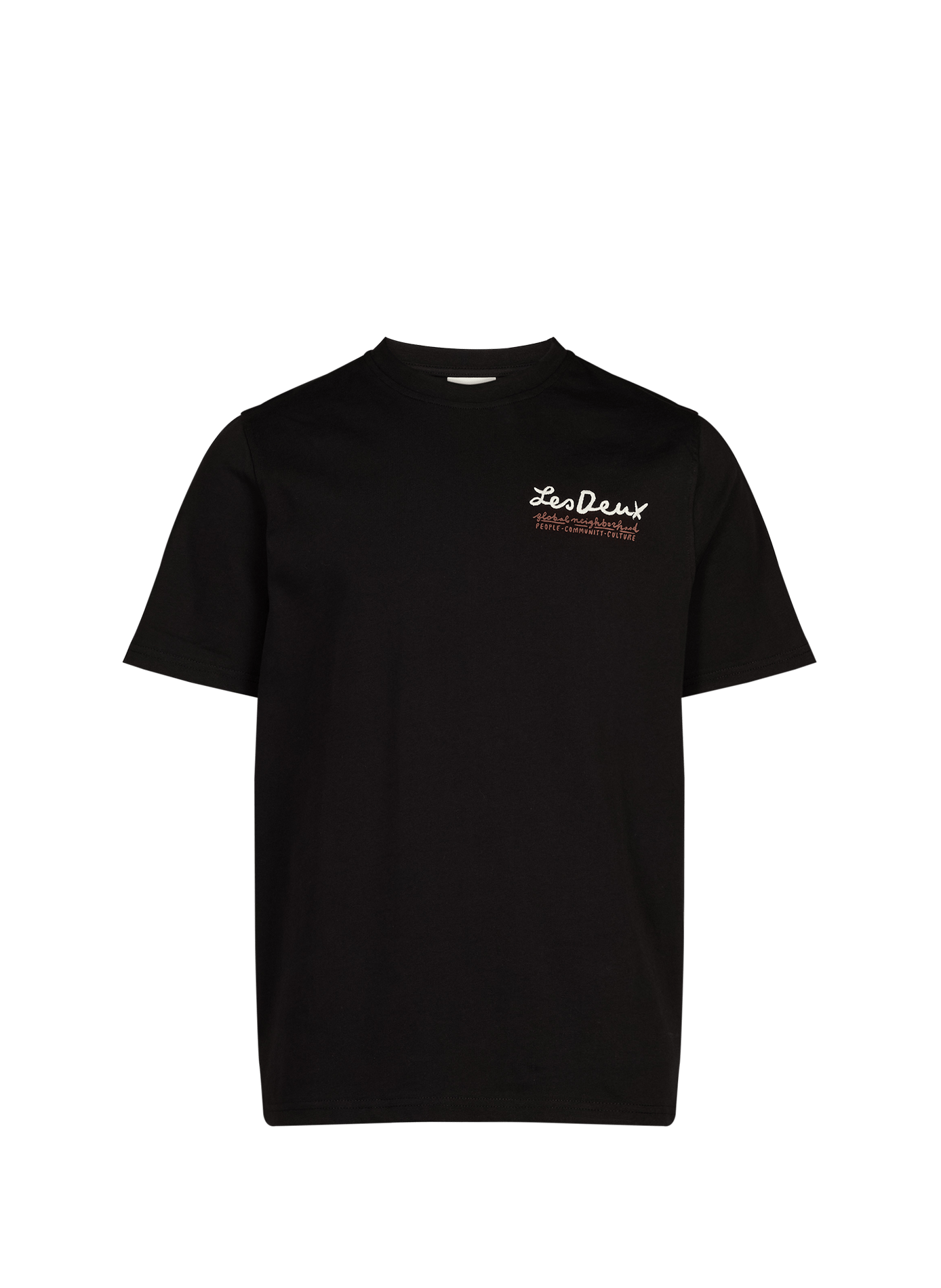 T-shirt droit à motif brodé en coton LES DEUX Noir