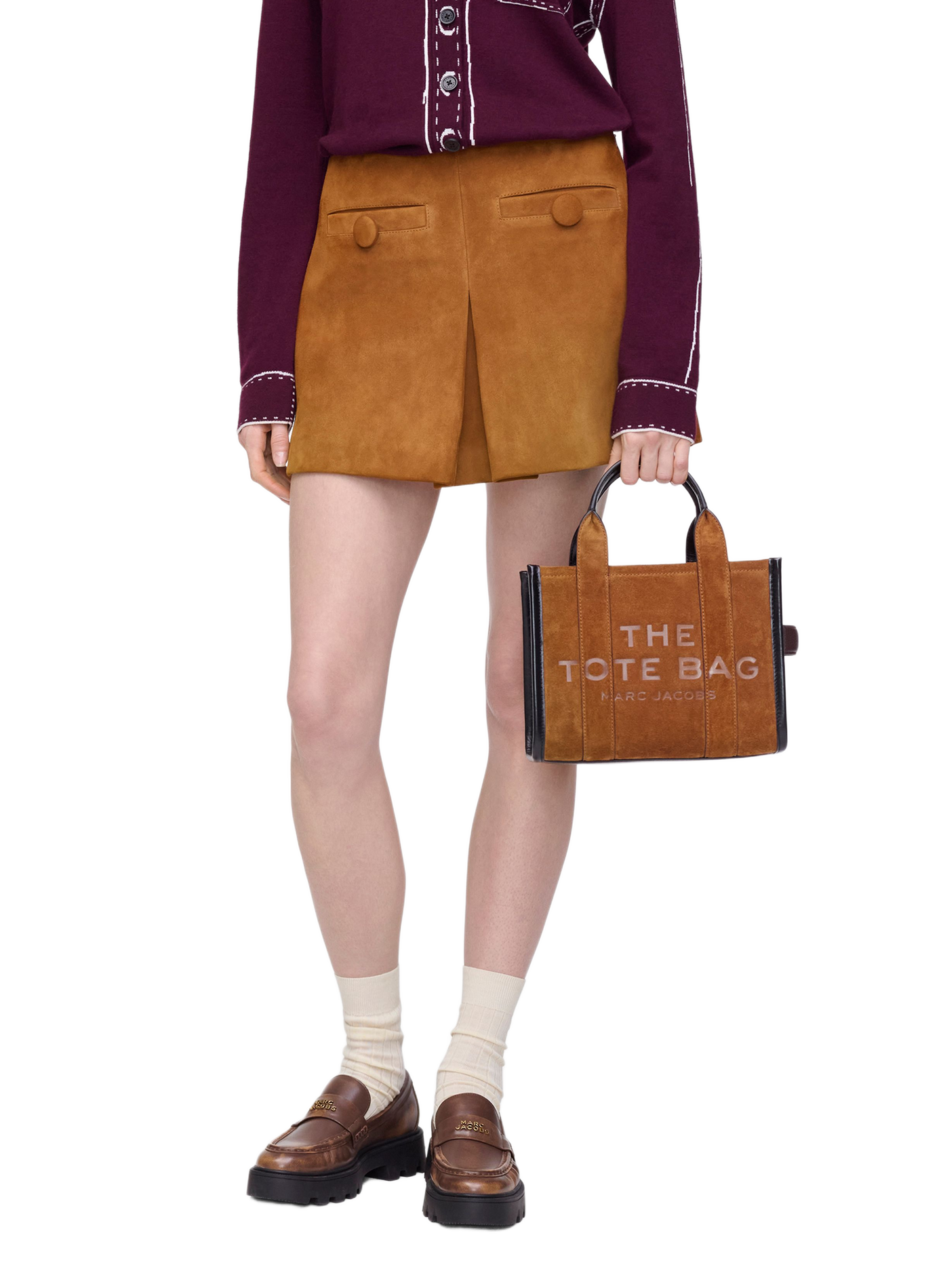 Sac cabas The Tote Bag en daim MARC JACOBS Marron