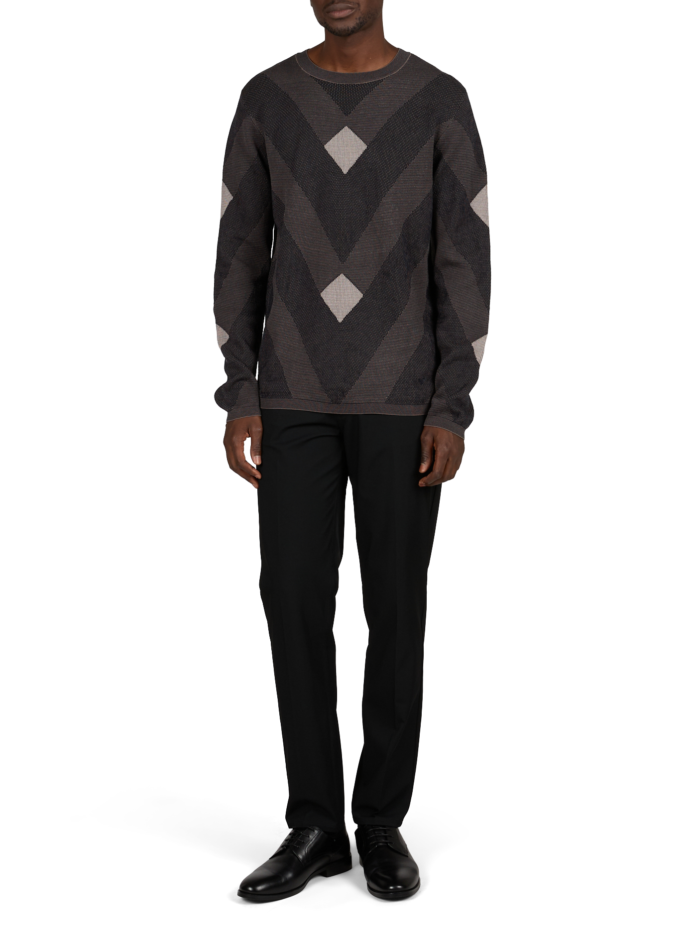 Cotton jacquard chevron pattern sweater EMPORIO ARMANI Multicolour