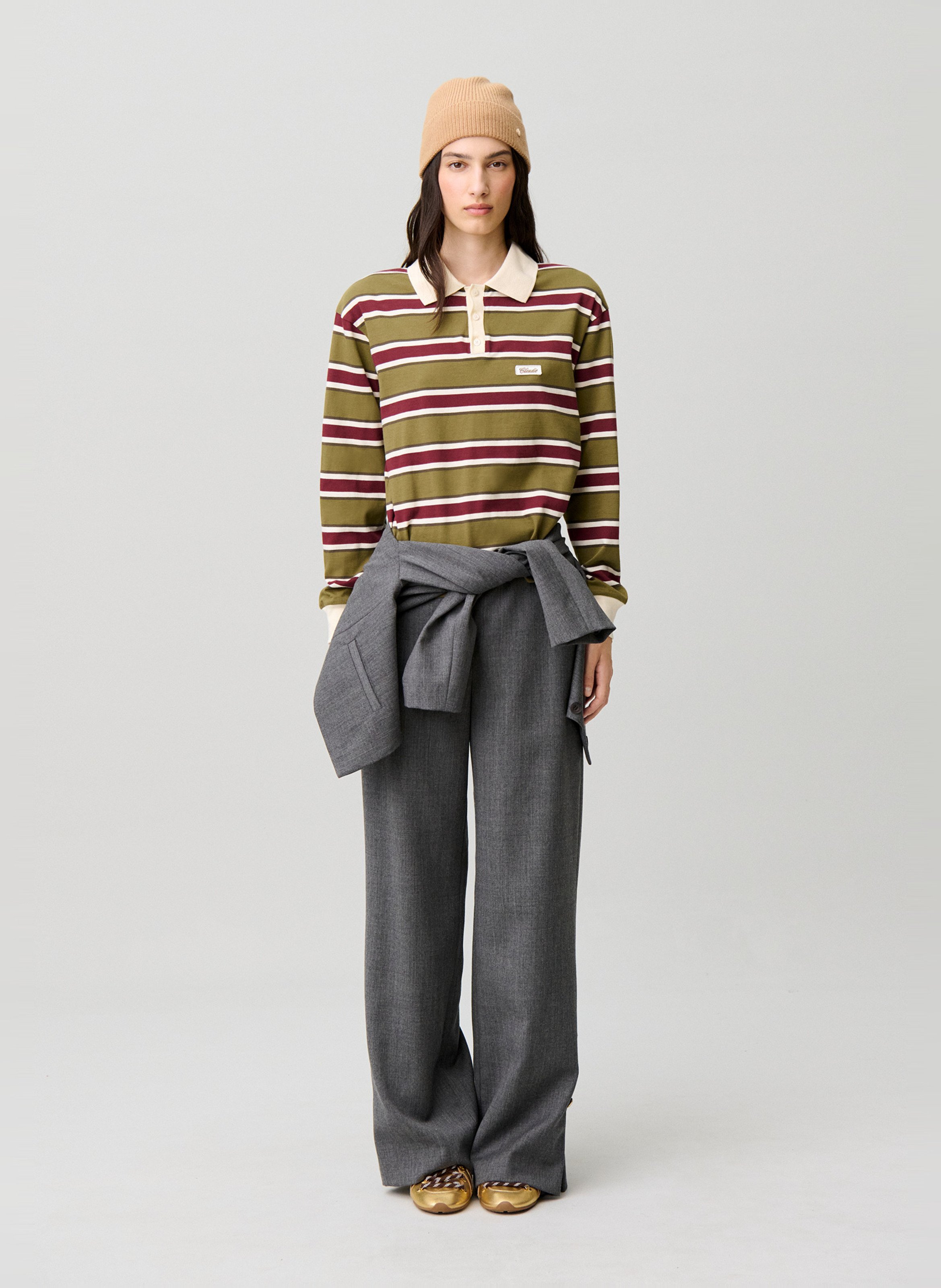 Polo droit manches longues rayé CLAUDIE PIERLOT Multicolore