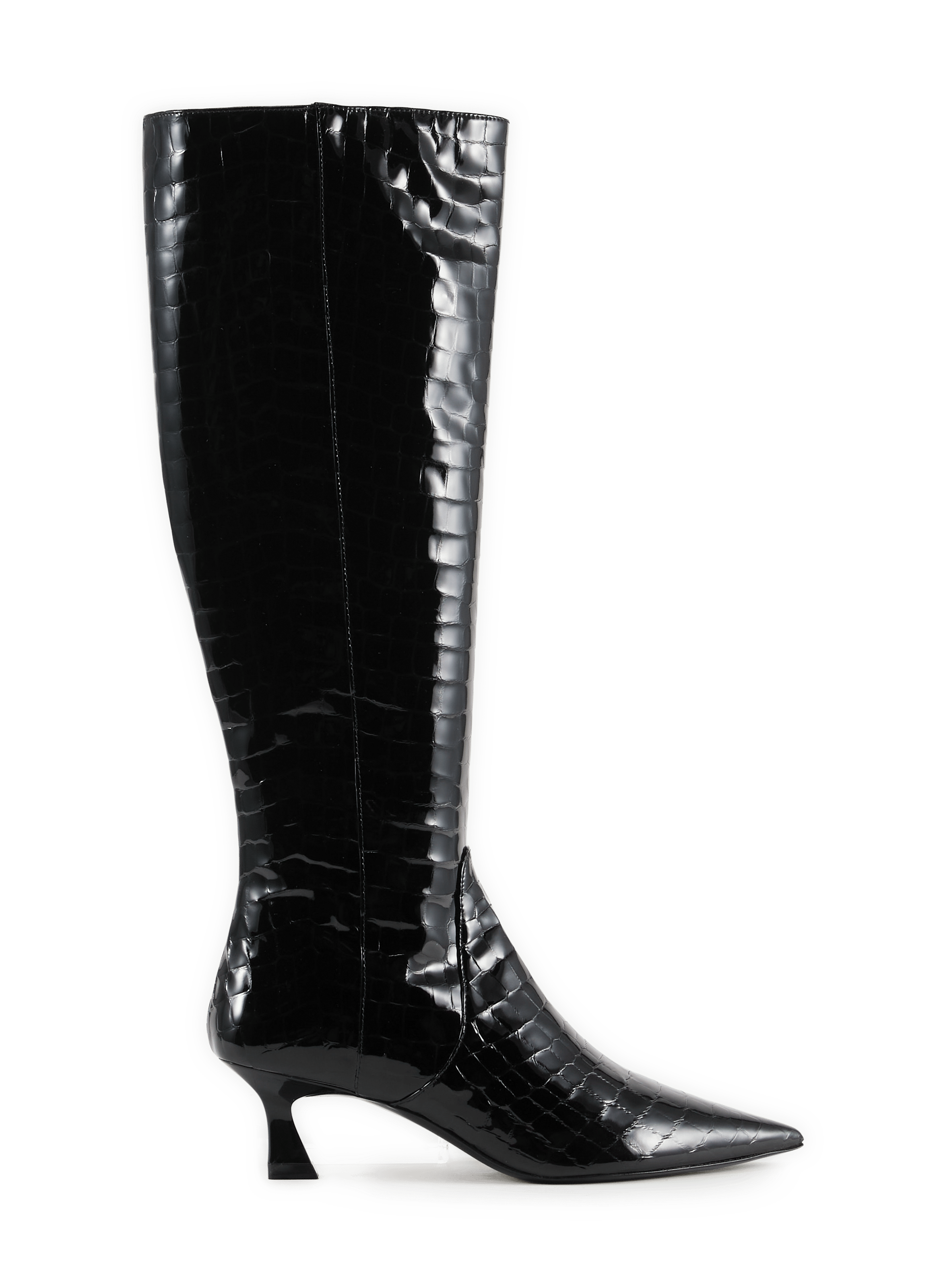 High boots in python patent leather STUART WEITZMAN Brown