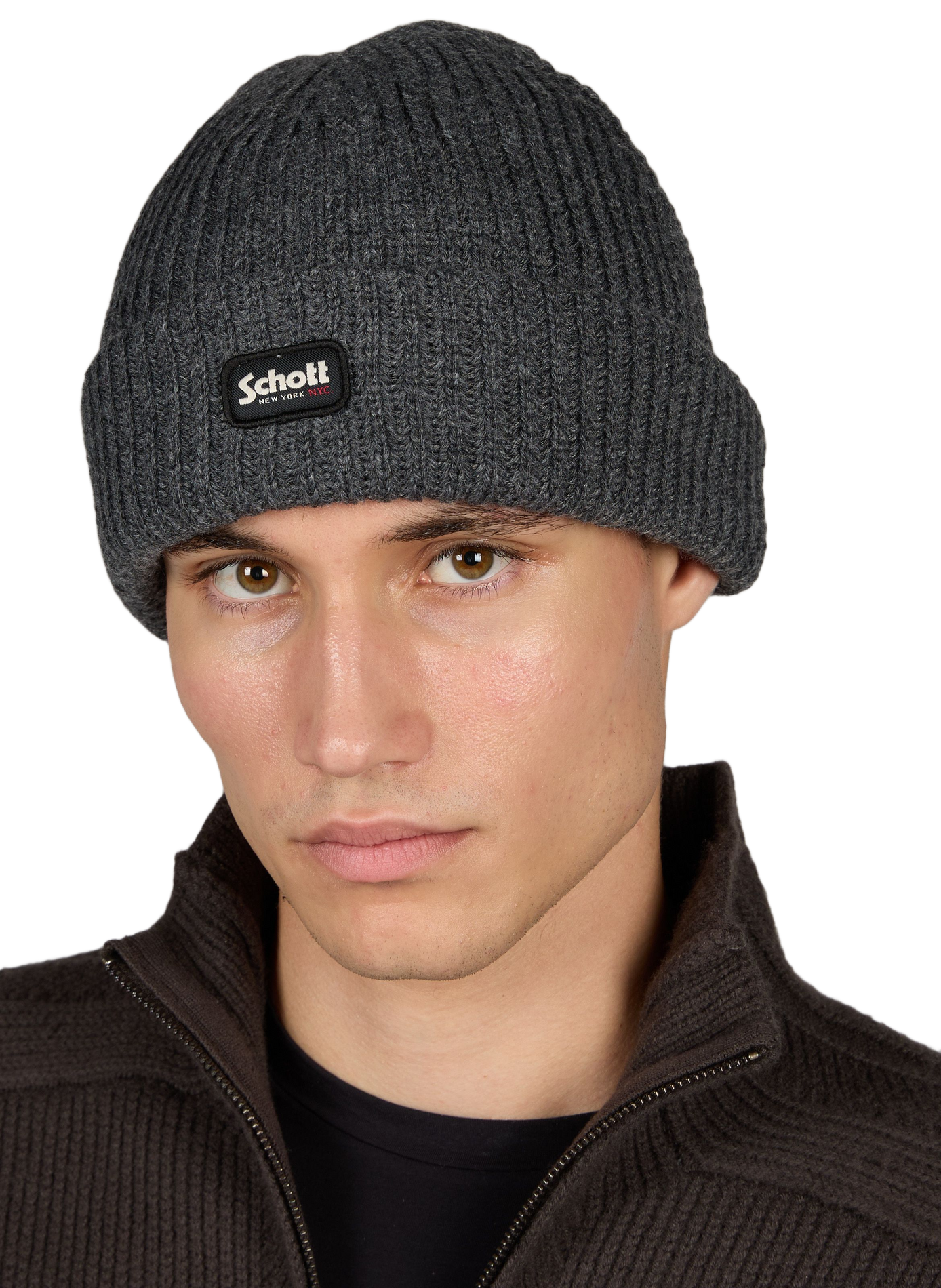 RYLAN plain reversible beanie SCHOTT Grey