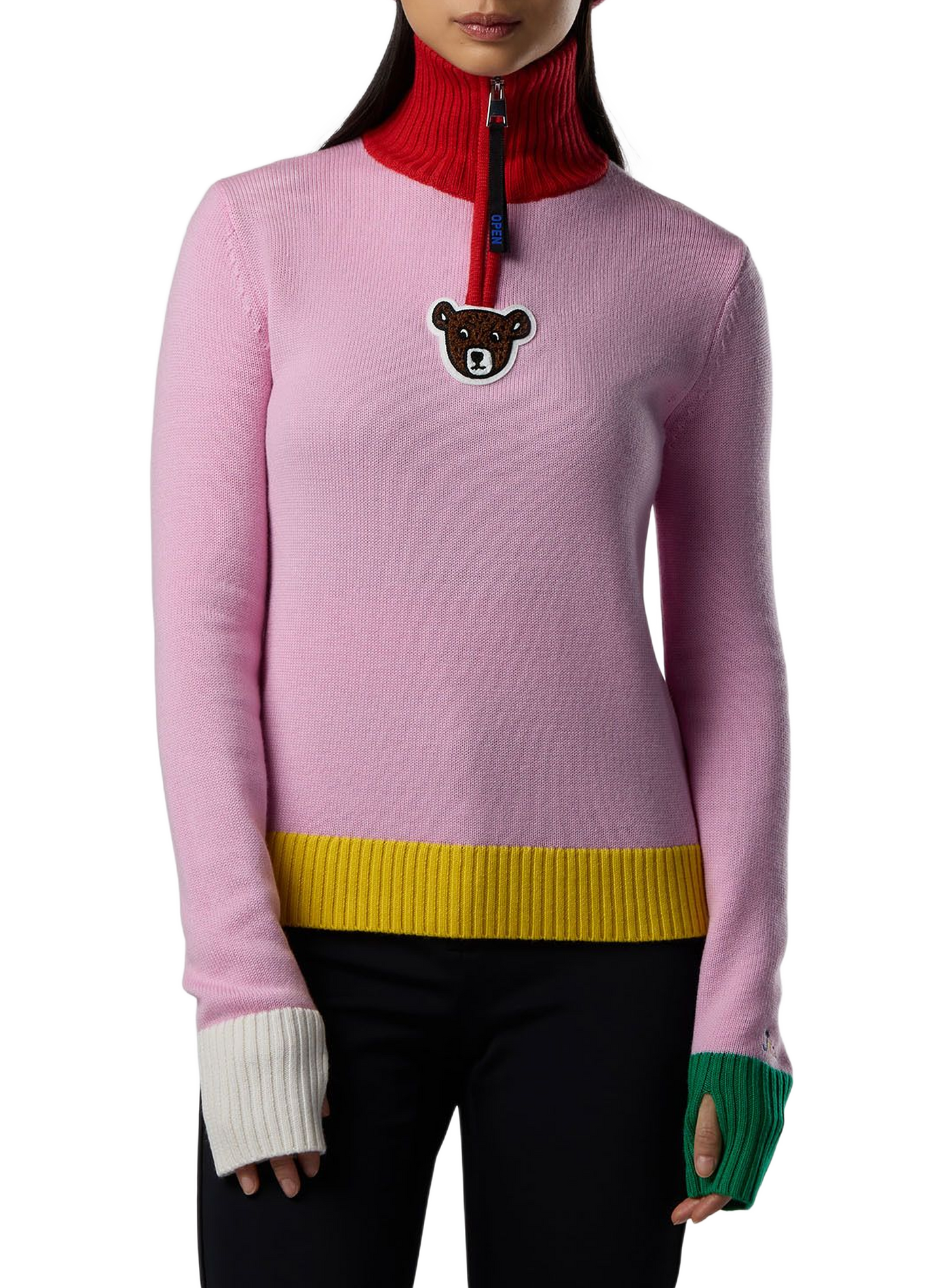 Merino wool zip neck jumper ROSSIGNOL Pink