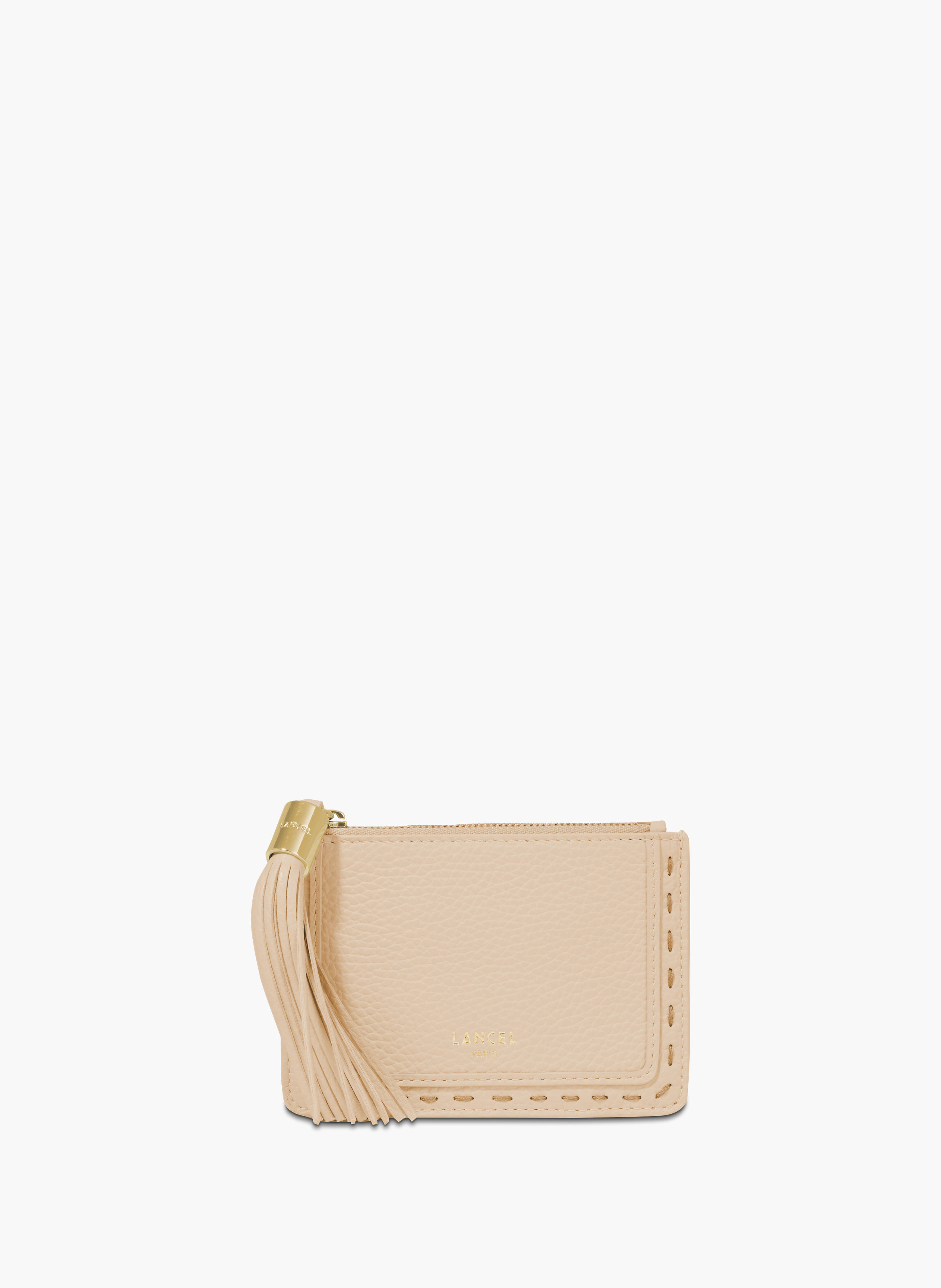 Porte-cartes zippé l premier flirt de lancel en cuir LANCEL Beige