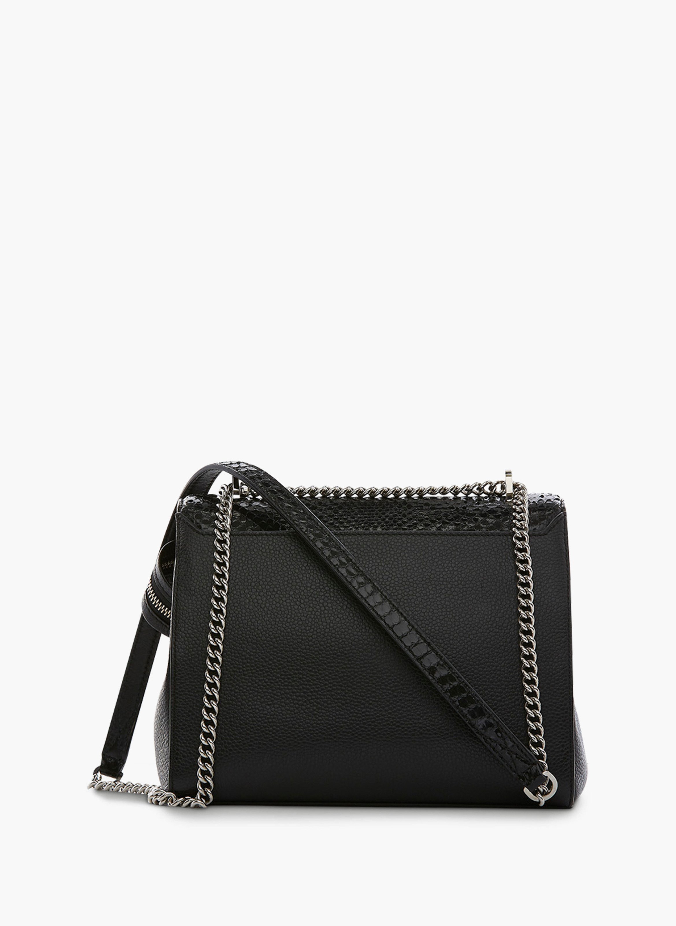 Sac à rabat moyen avec chaîne et bandoulière en cuir. LANCEL Noir