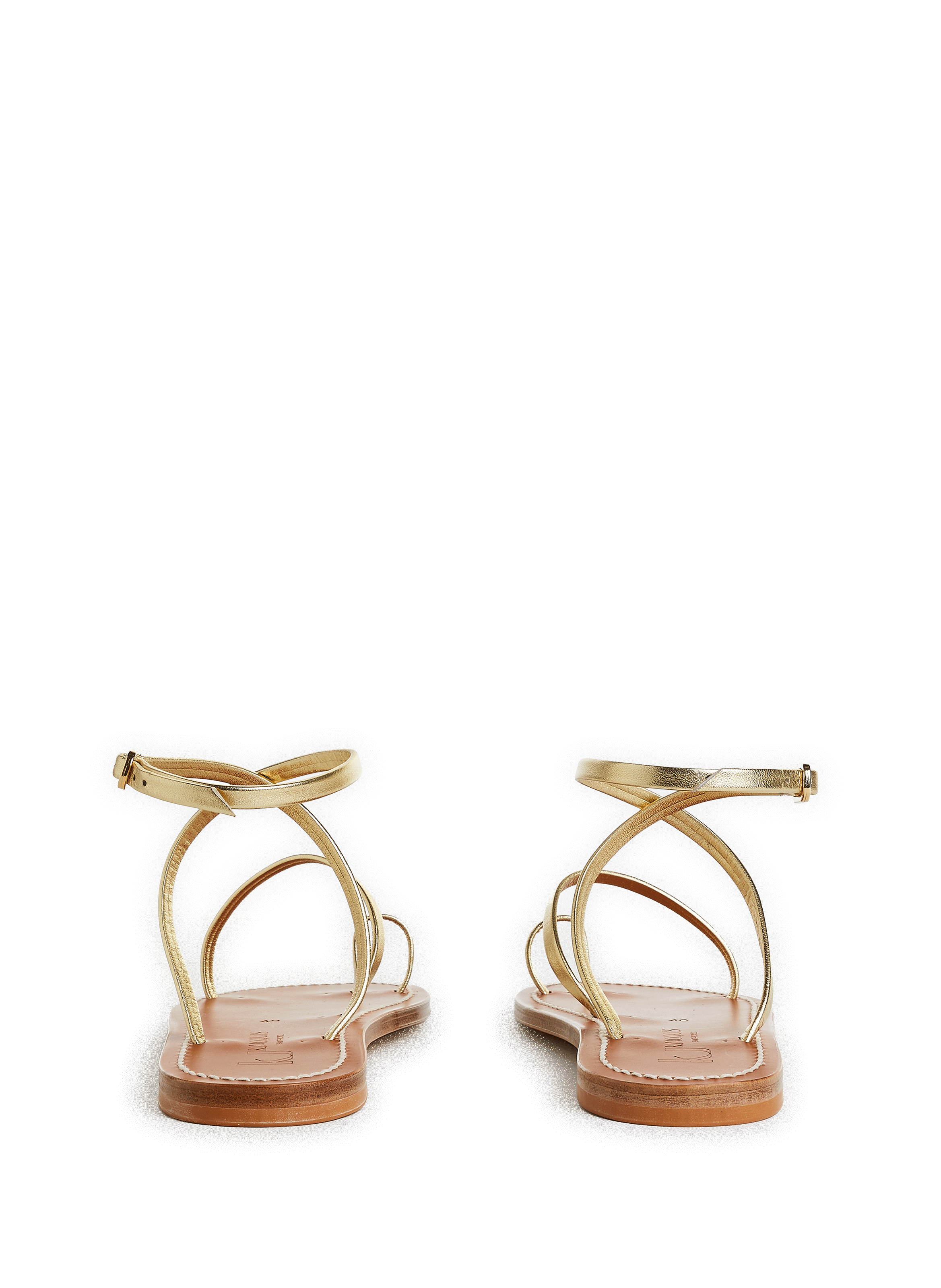 Flat leather sandals K. JACQUES Golden