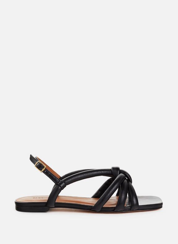 SAISON 1865 Flat leather sandals Black