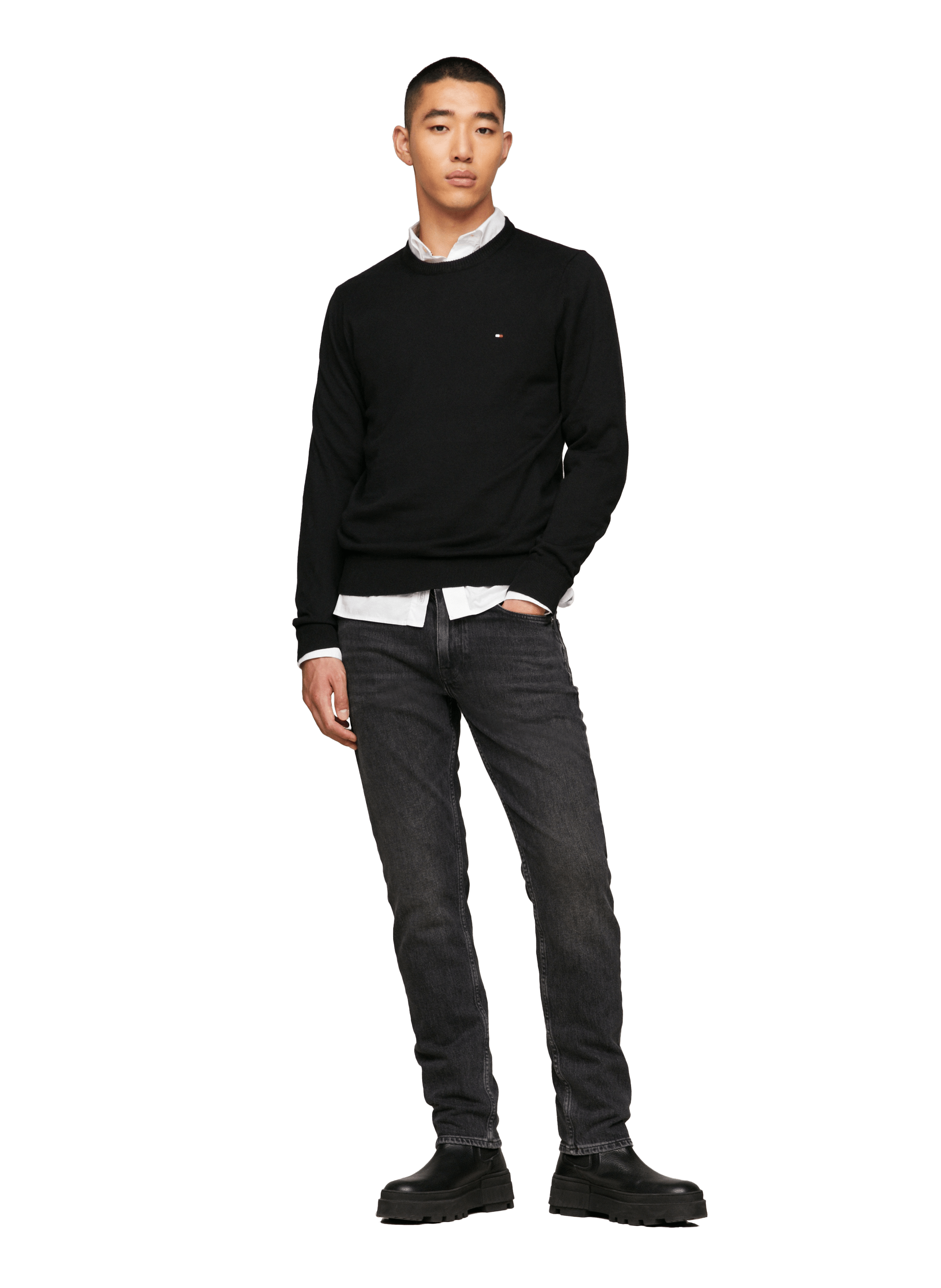 Cotton cable knit jumper TOMMY HILFIGER Black