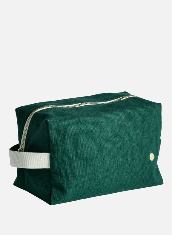 Large Organic Cotton Cube Pouch Green by CERISE SUR LE GATEAU CERISE SUR LE GATEAU Large Organic Cotton Cube Pouch Green