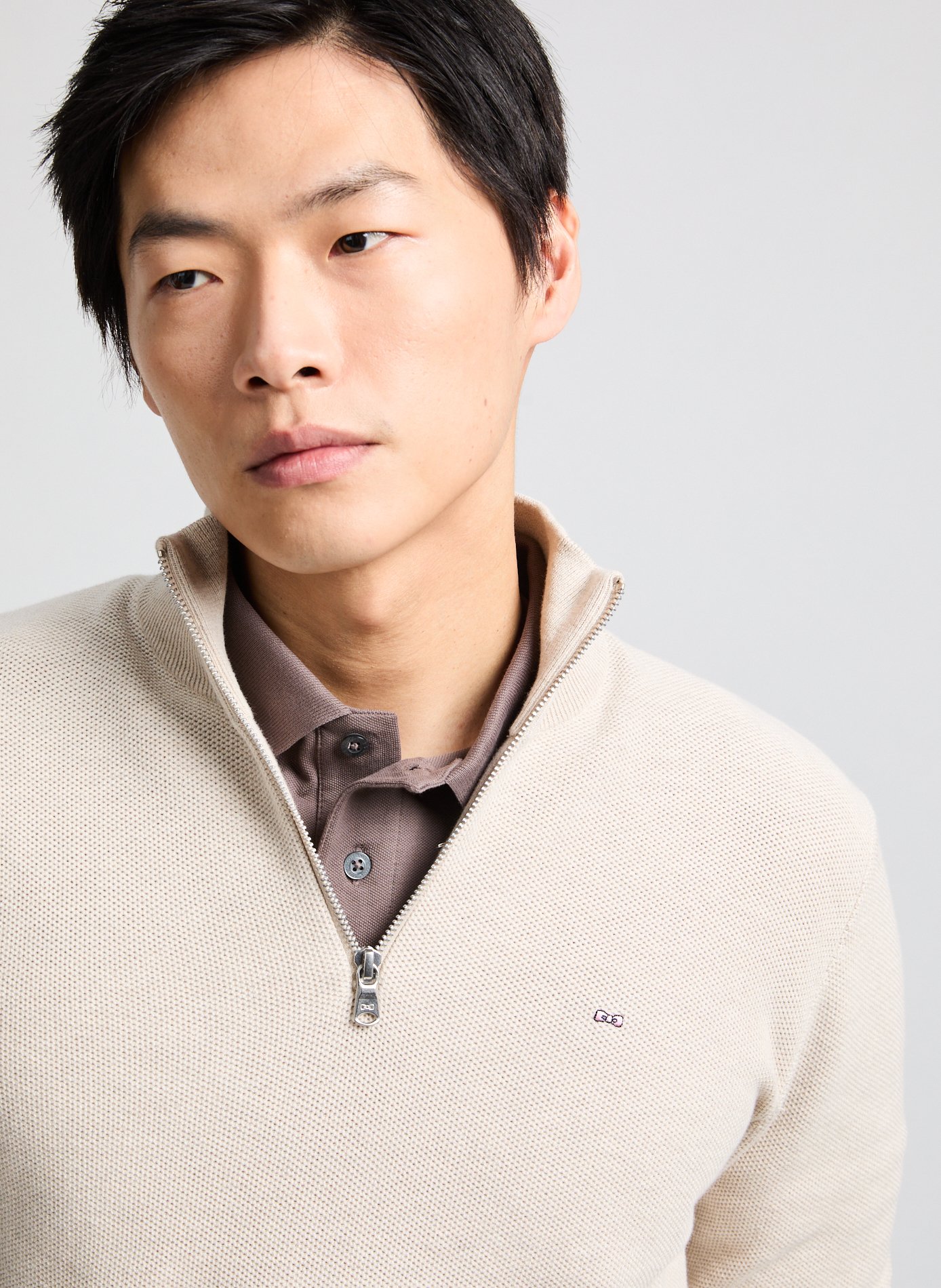 Cotton piqué jumper EDEN PARK Beige