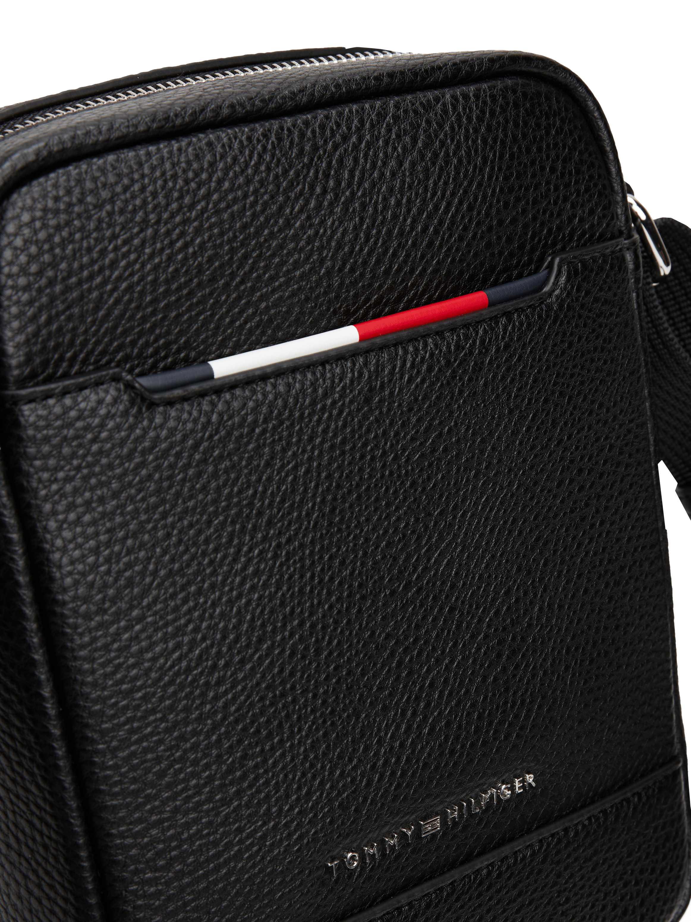 Grained faux leather crossbody bag TOMMY HILFIGER Black