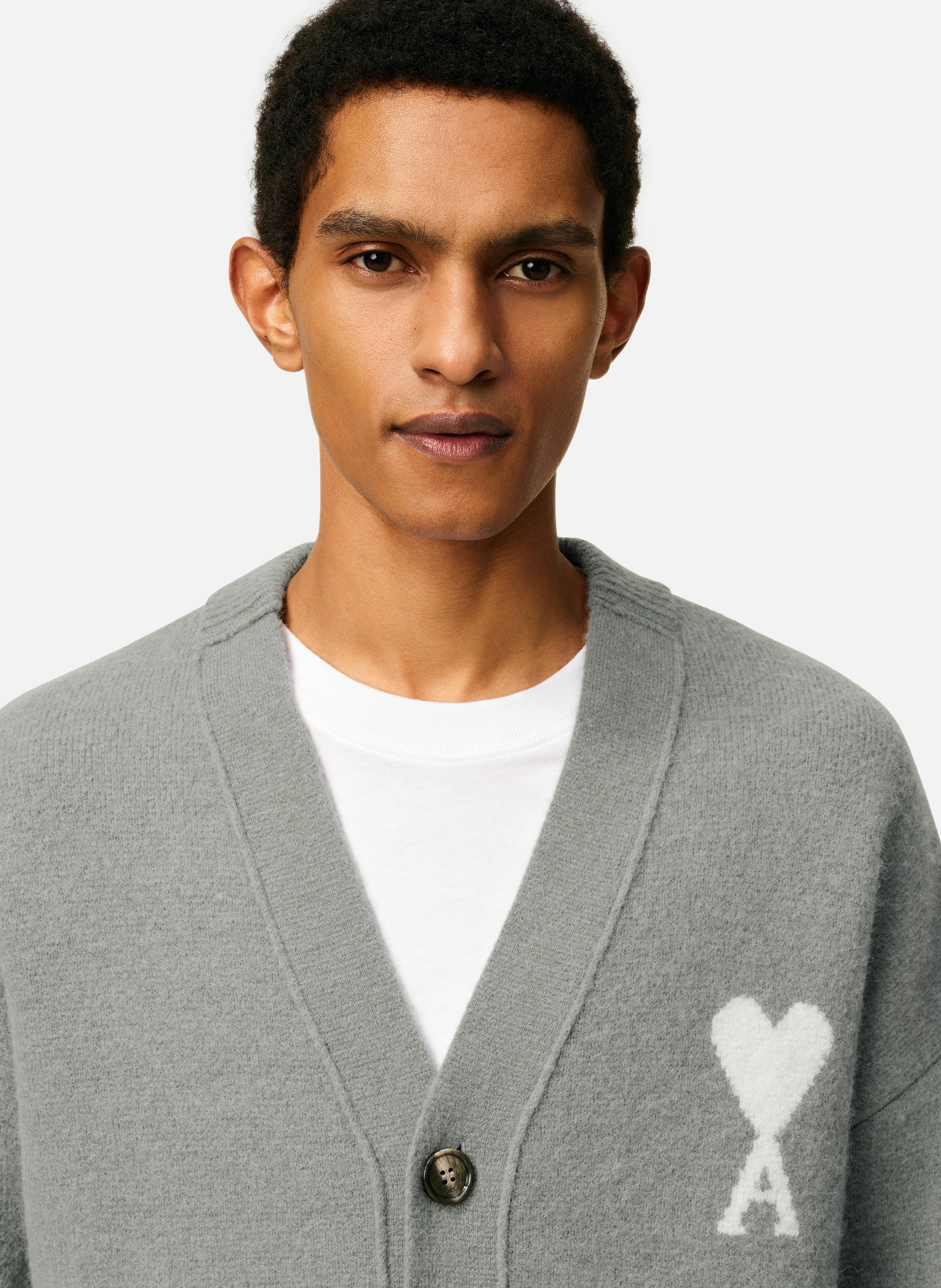 Cardigan ami de coeur en alpaga unisexe AMI PARIS Gris