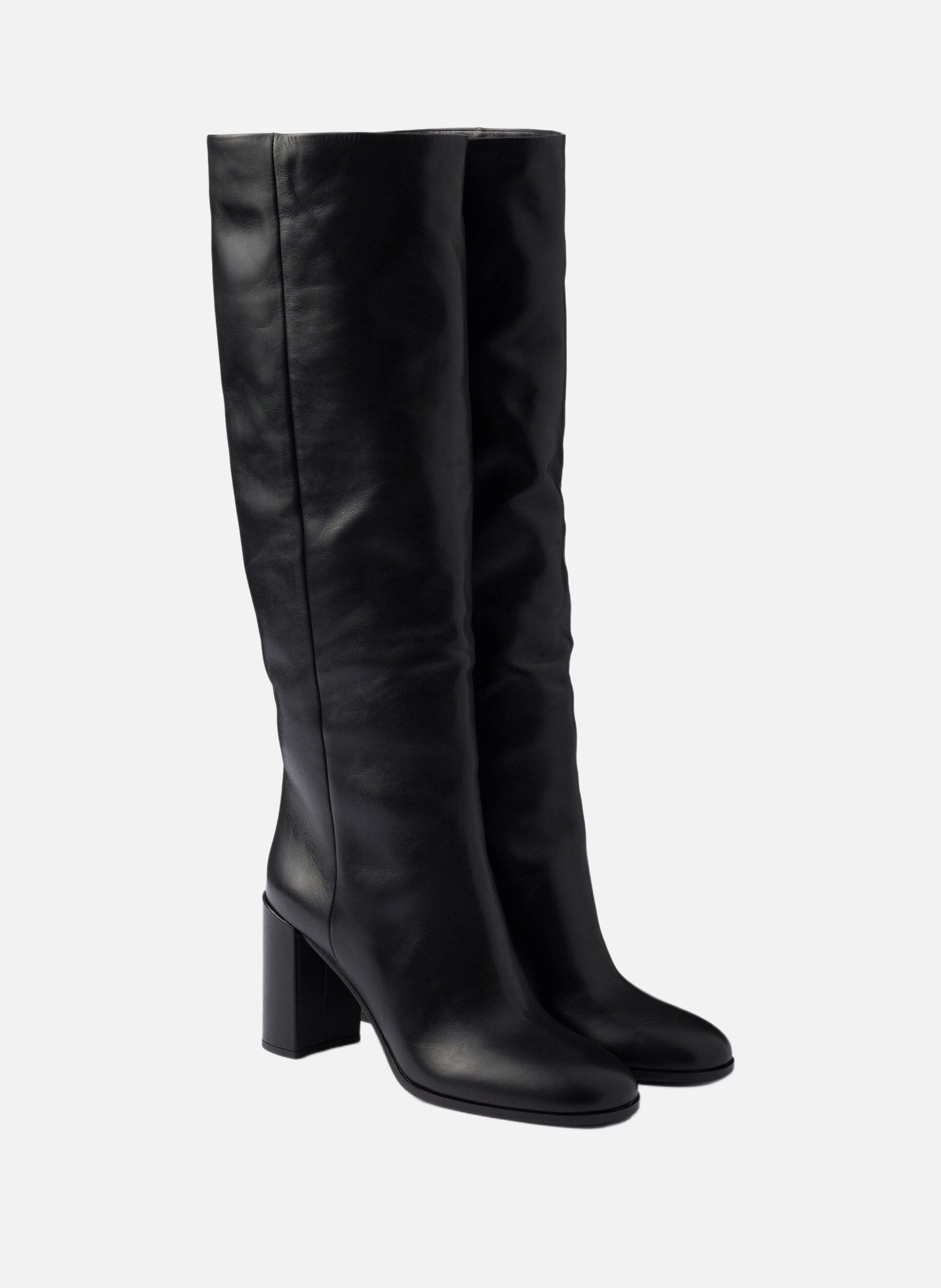 Leather Boots Bottines Prada Femme 2021 Bottes à Talon En Cuir
